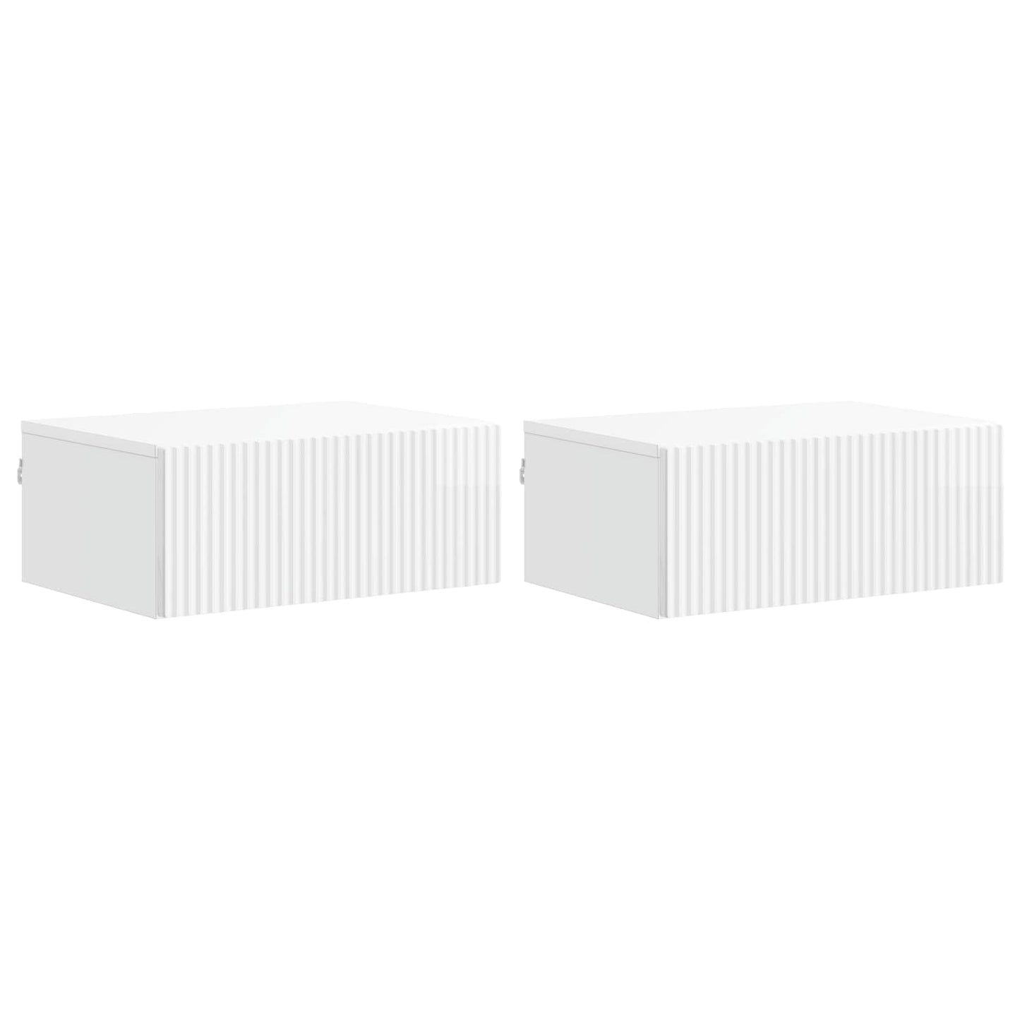 Vegghengt Nattbord 2 pcs Høgglans hvit 49 x 34,5 x 20 cm
