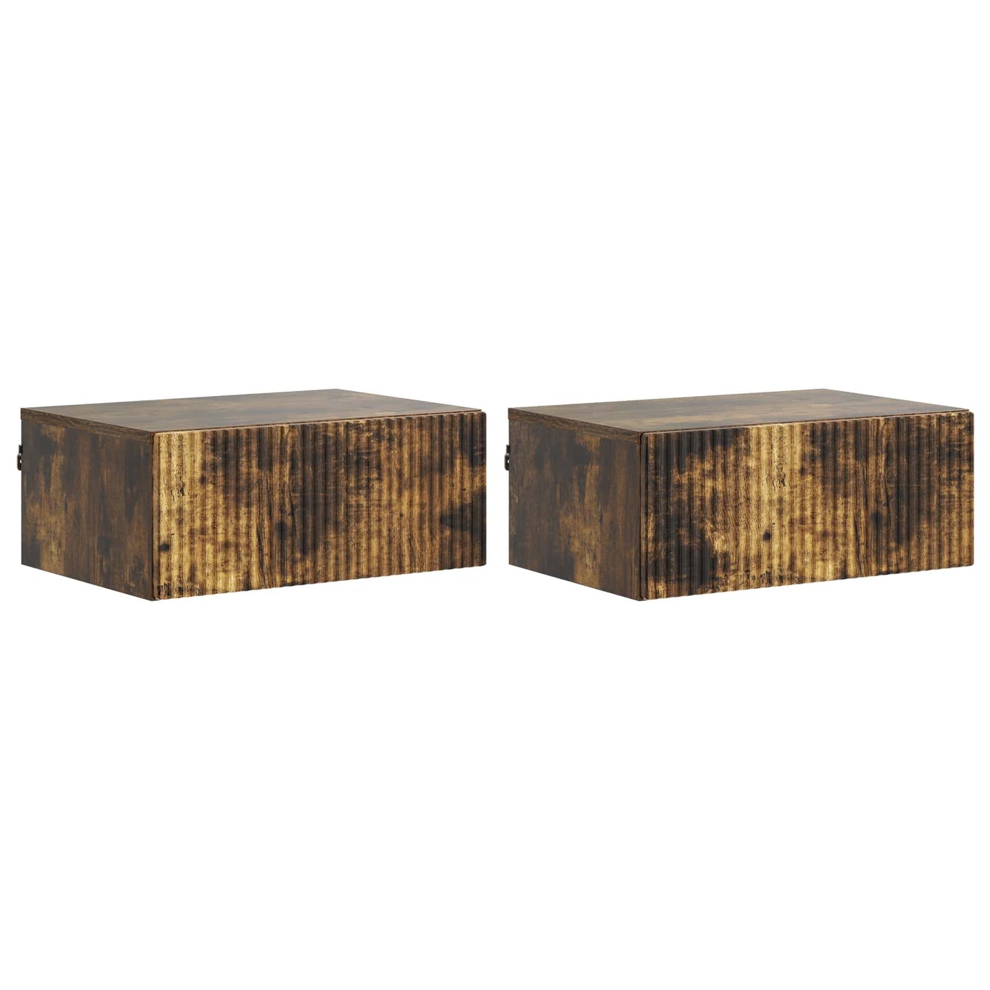 Vegghengt Nattbord med skuff 2 pcs Røkt Eik 49 x 34,5 x 20 cm