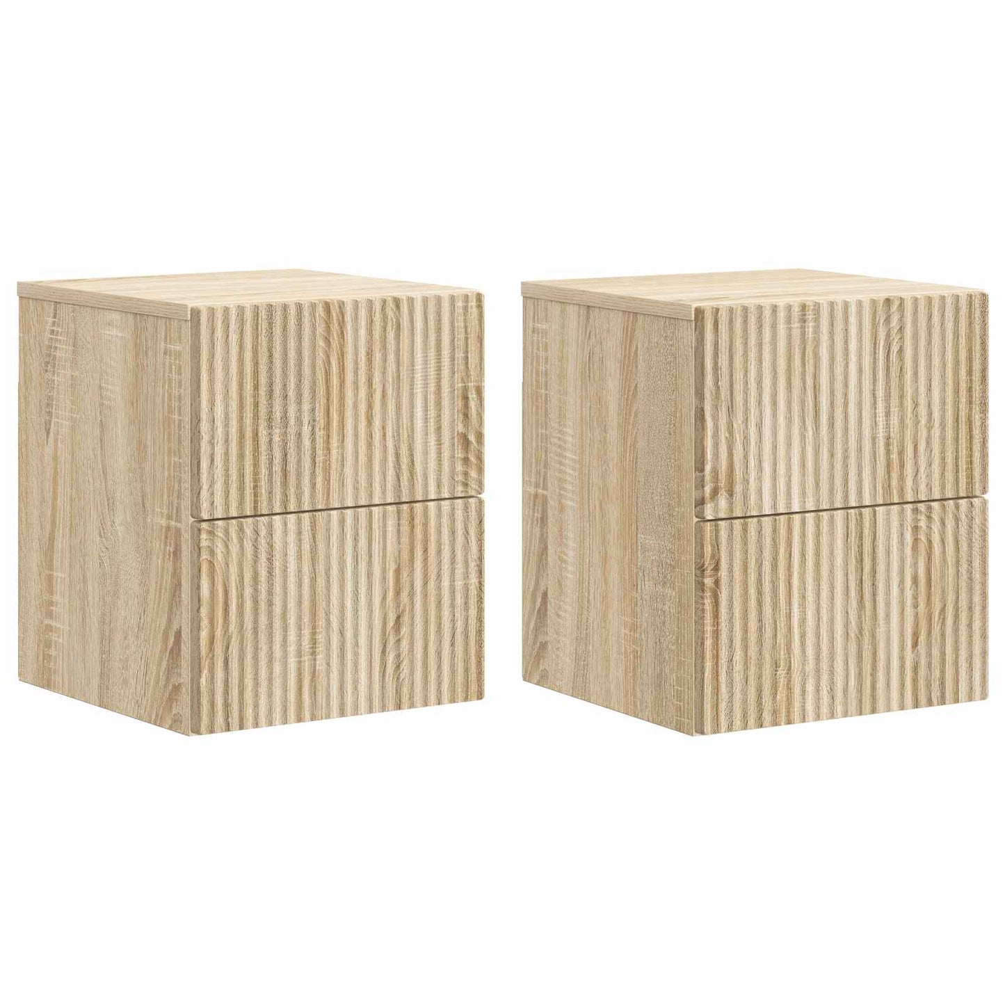 Vegghengt Nattbord med skuff 2 pcs Sonoma eik 33 x 34,5 x 40 cm