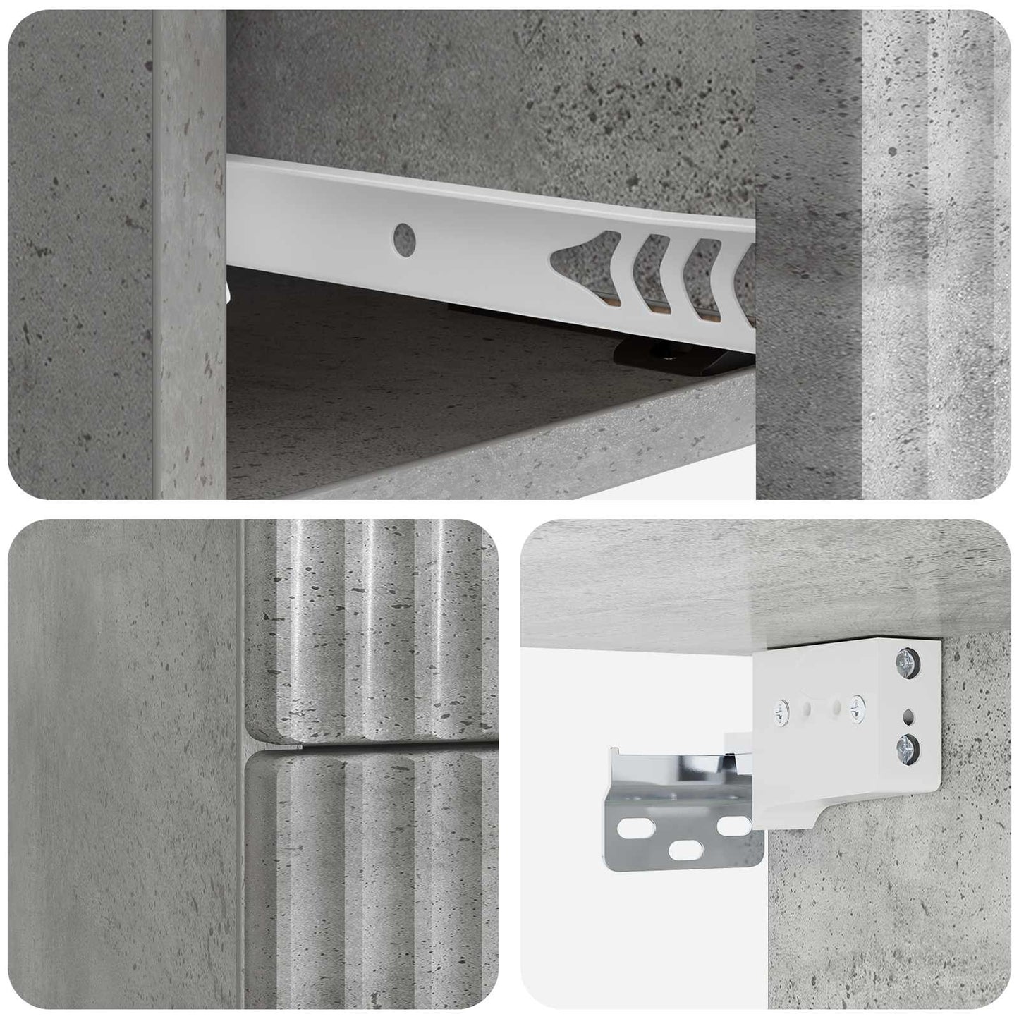 Vegghengt Nattbord Betonggrå 33 x 34,5 x 40 cm Konstruert tre