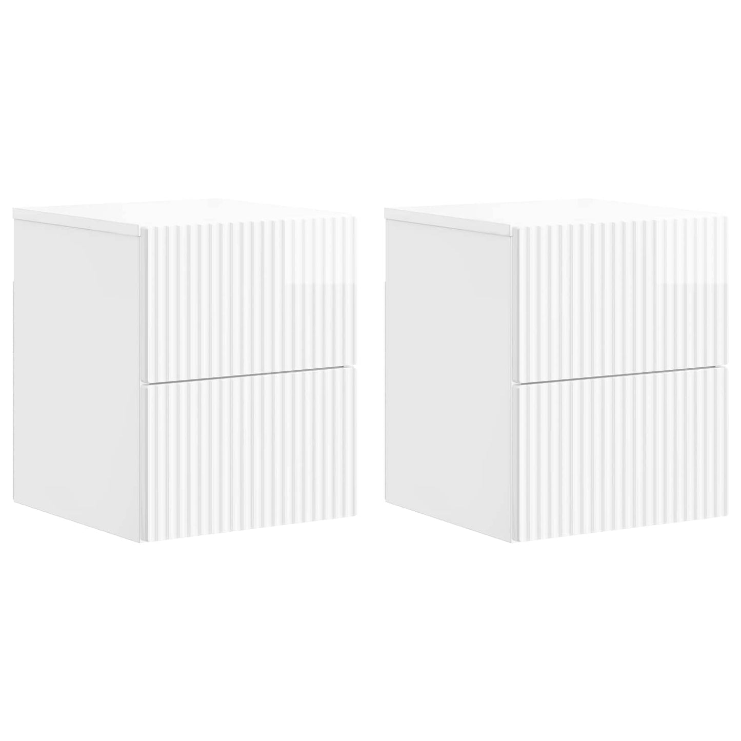 Vegghengt Nattbord 2 pcs Høgglans hvit 33 x 34,5 x 40 cm
