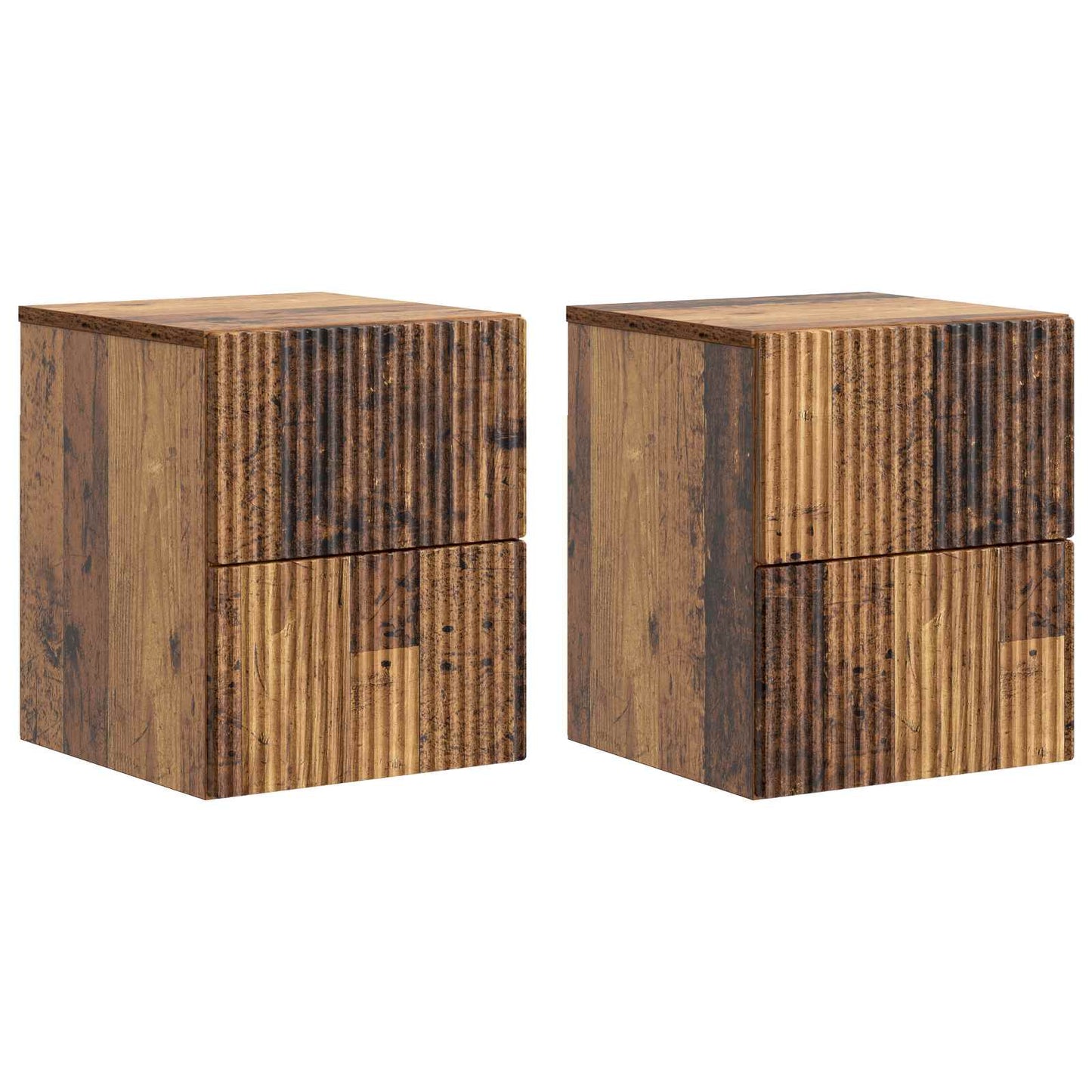 Vegghengt Nattbord 2 pcs Gammelt tre 33 x 34,5 x 40 cm