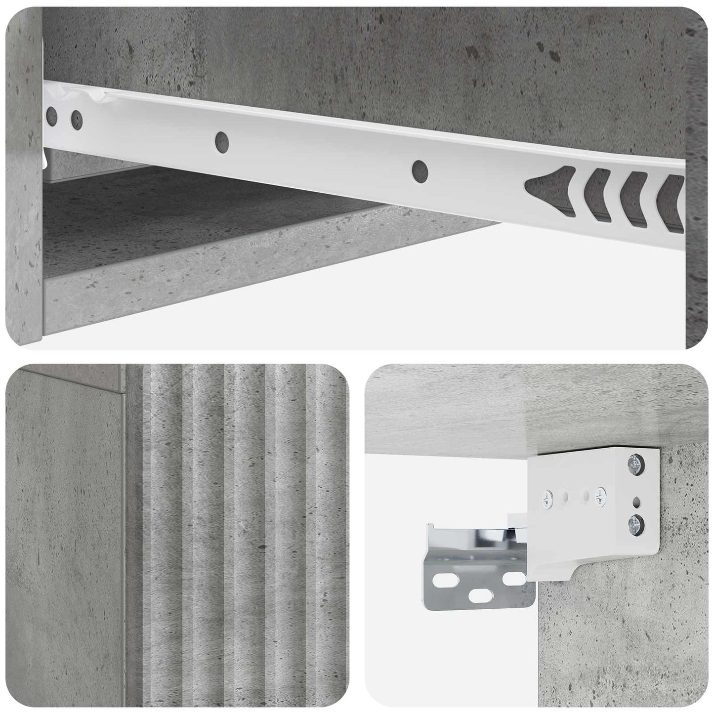 Vegghengt Sidebord Betonggrå 59 x 34,5 x 17 cm Konstruert tre