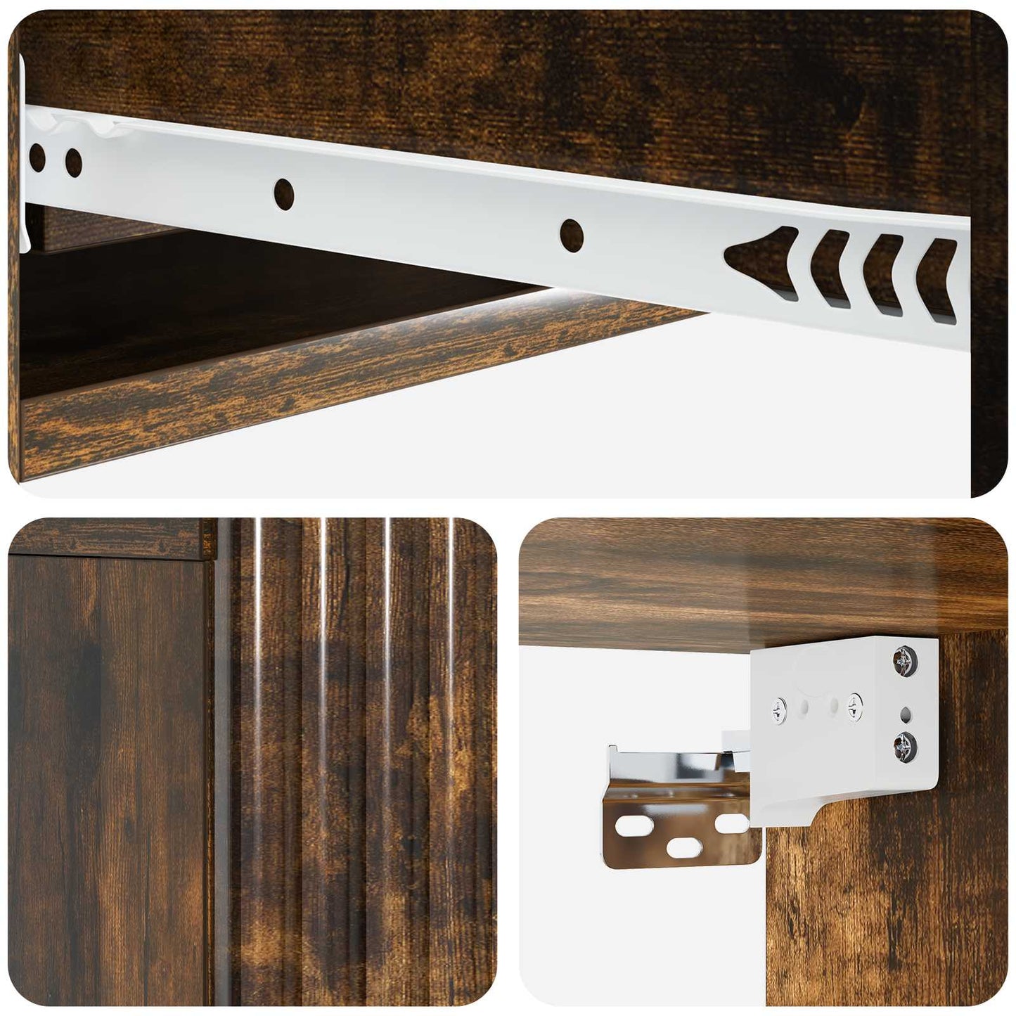 Vegghengt Sidebord Røkt Eik 87,5 x 34,5 x 17 cm Konstruert tre