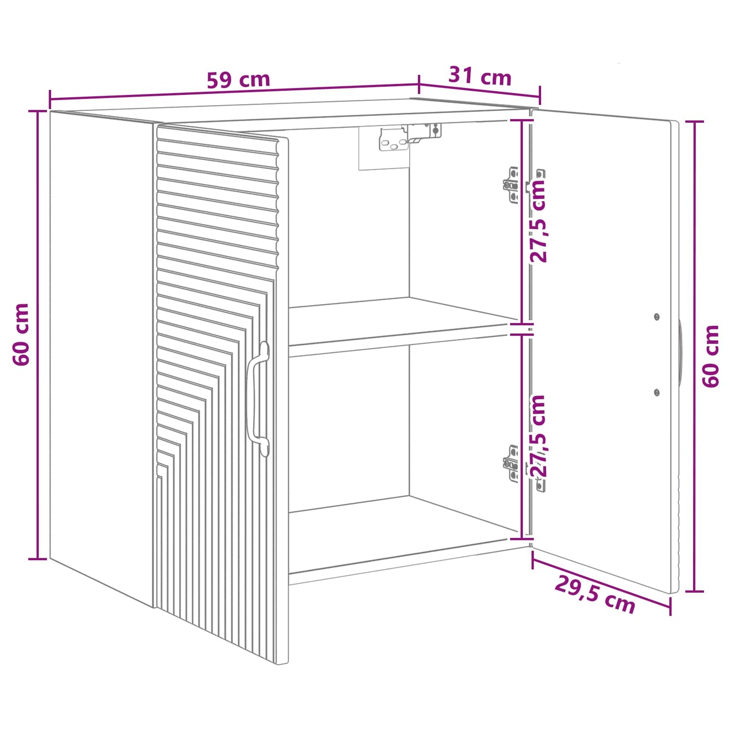 Vegghengt skap Hvit 59 x 31 x 60 cm Konstruert tre