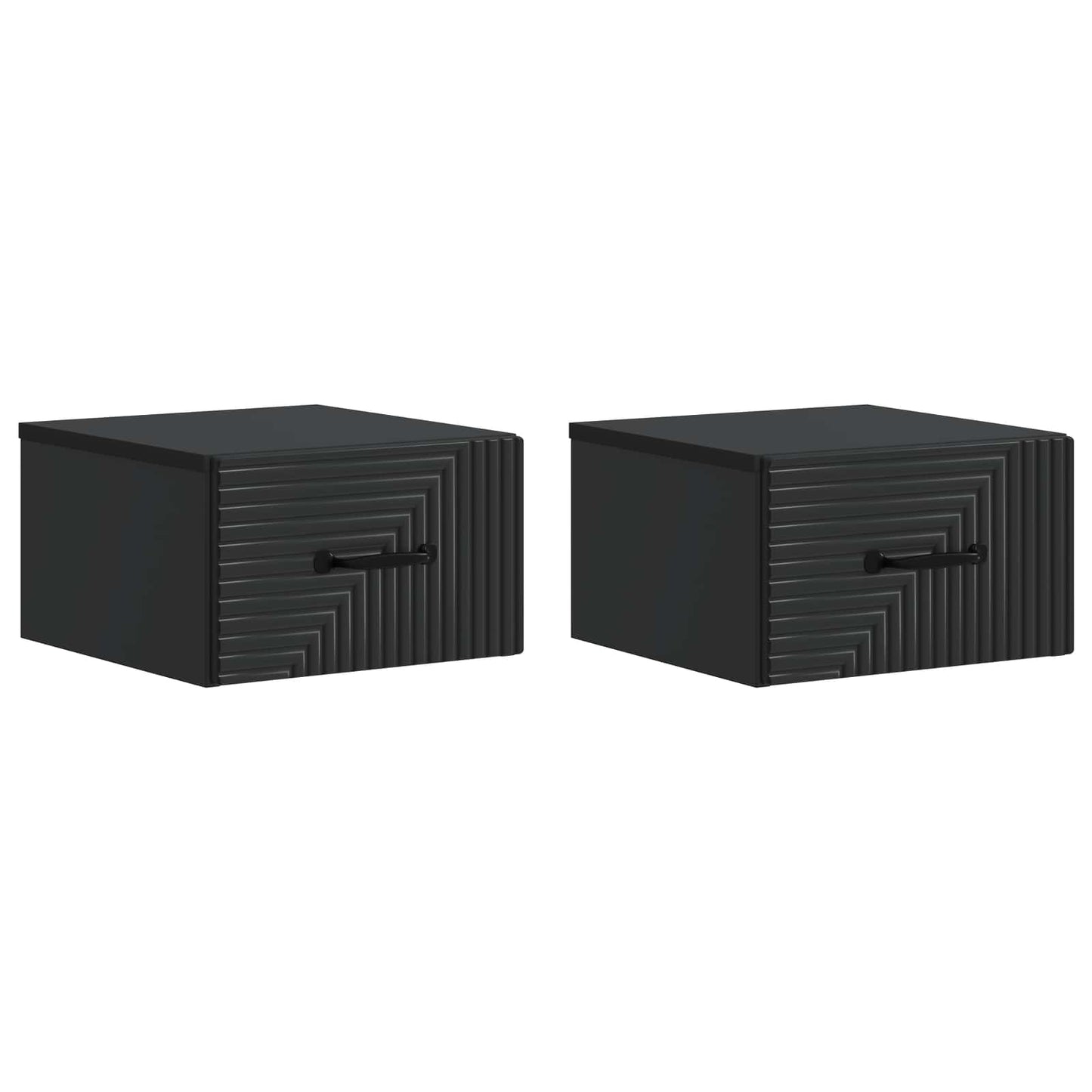 Vegghengt Nattbord 2 pcs Svart 34,5 x 33 x 20 cm Konstruert tre