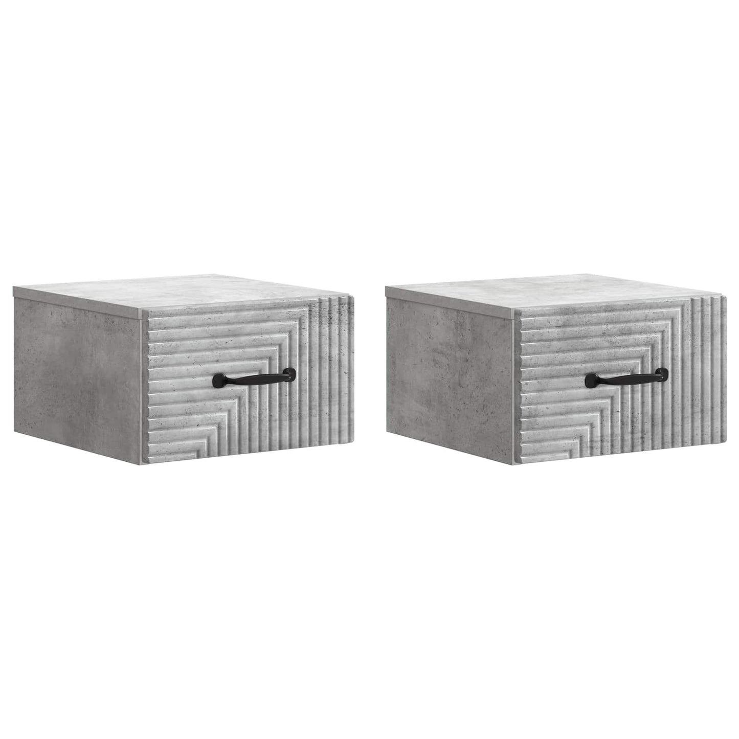 Vegghengt Nattbord med skuff 2 pcs Betonggrå 34,5 x 33 x 20 cm