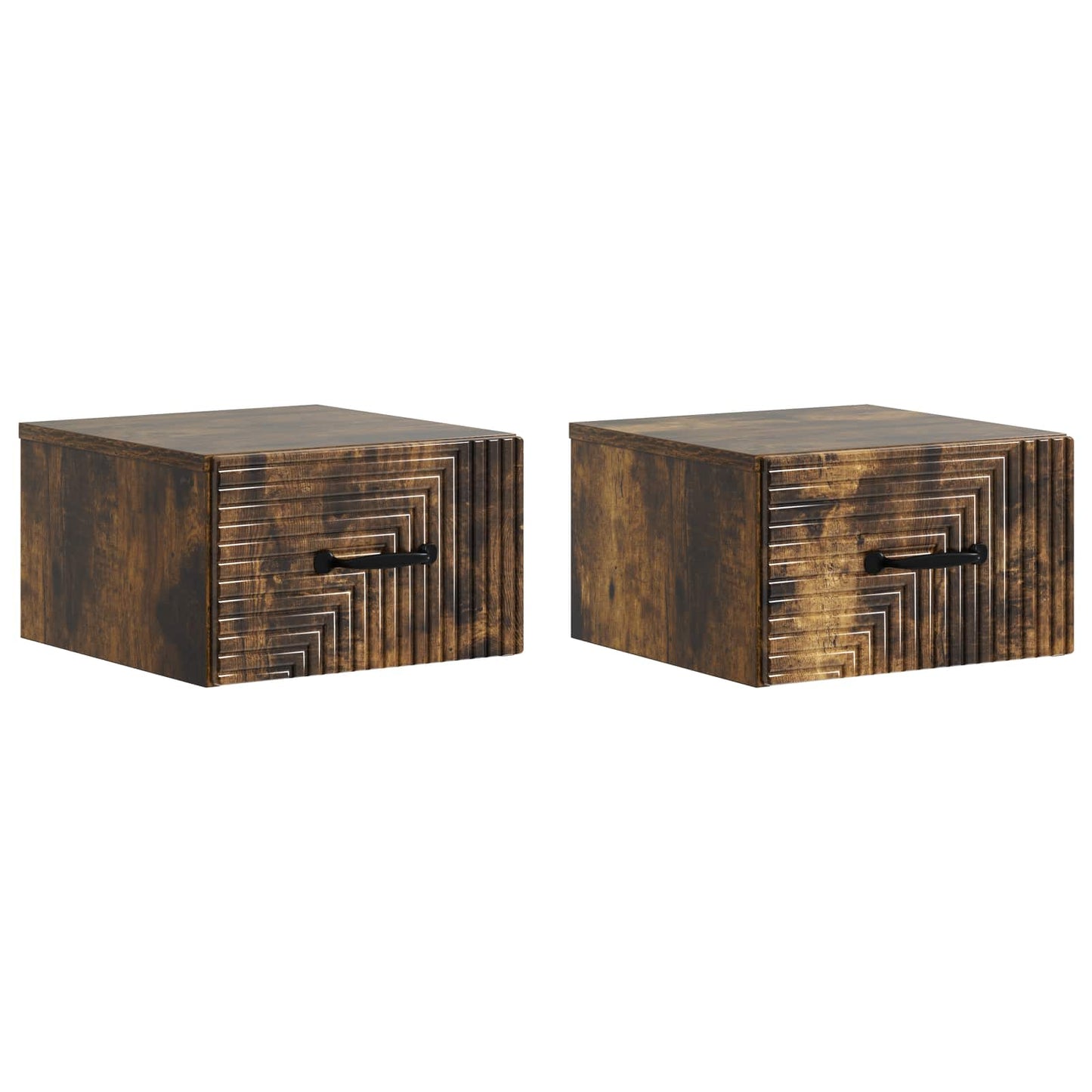 Vegghengt Nattbord med skuff 2 pcs Røkt Eik 34,5 x 33 x 20 cm