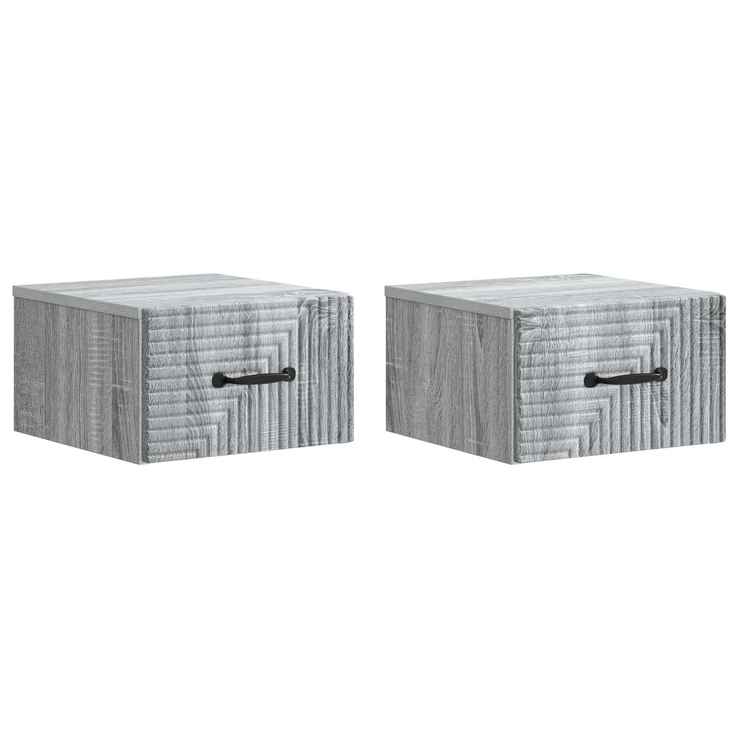 Vegghengt Nattbord med skuff 2 pcs Grå sonoma 34,5 x 33 x 20 cm