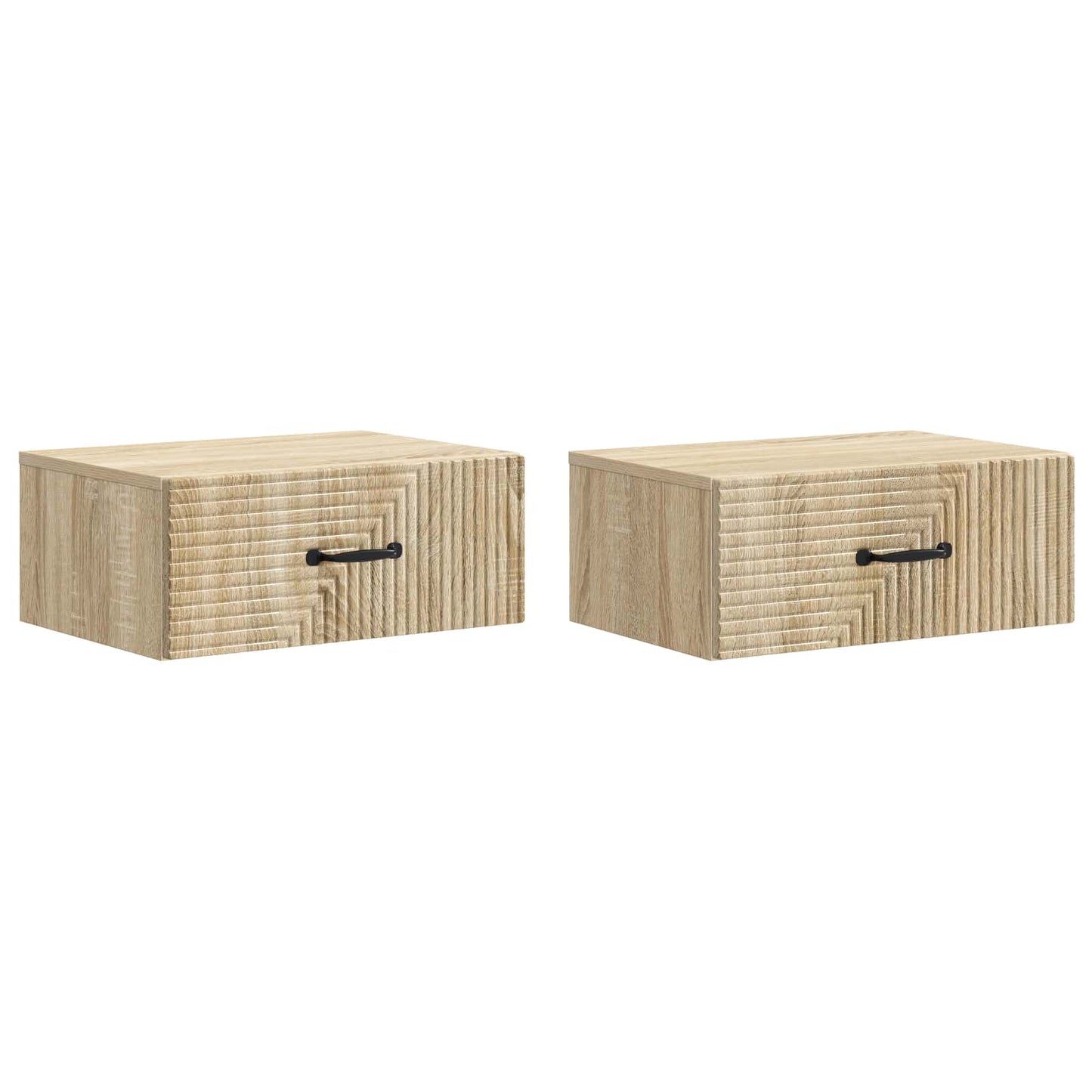 Vegghengt Nattbord med skuff 2 pcs Sonoma eik 49 x 34,5 x 20 cm