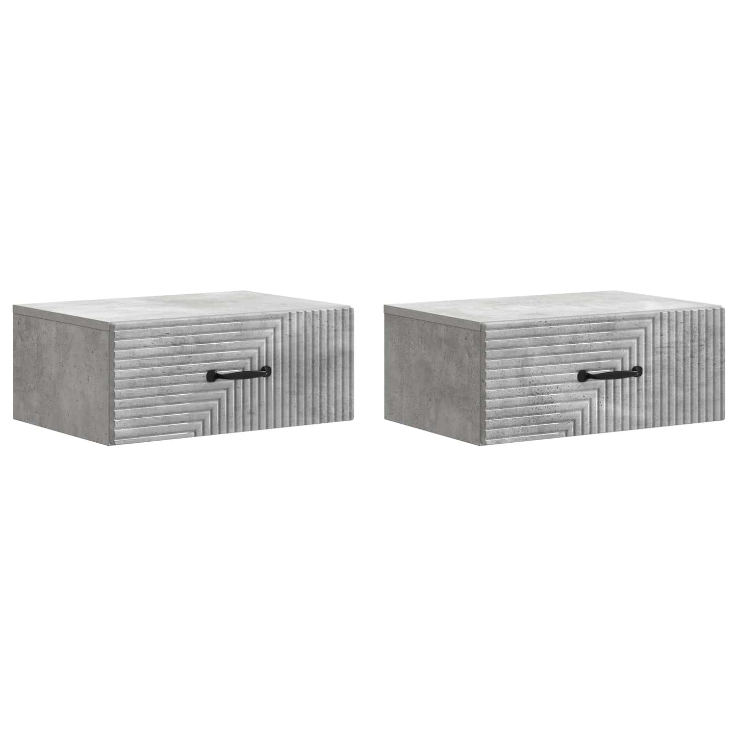 Vegghengt Nattbord med skuff 2 pcs Betonggrå 49 x 34,5 x 20 cm