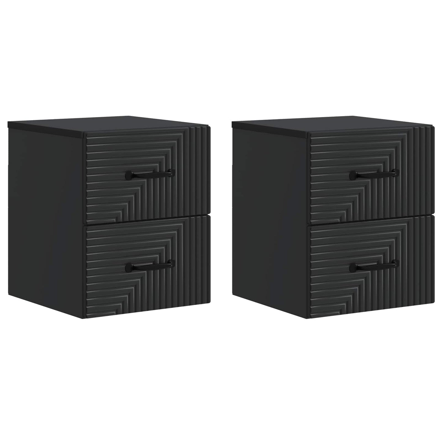 Vegghengt Nattbord 2 pcs Svart 34,5 x 33 x 40 cm Konstruert tre