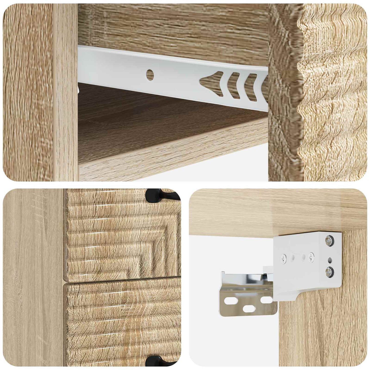 Vegghengt Nattbord Sonoma eik 34,5 x 33 x 40 cm Konstruert tre
