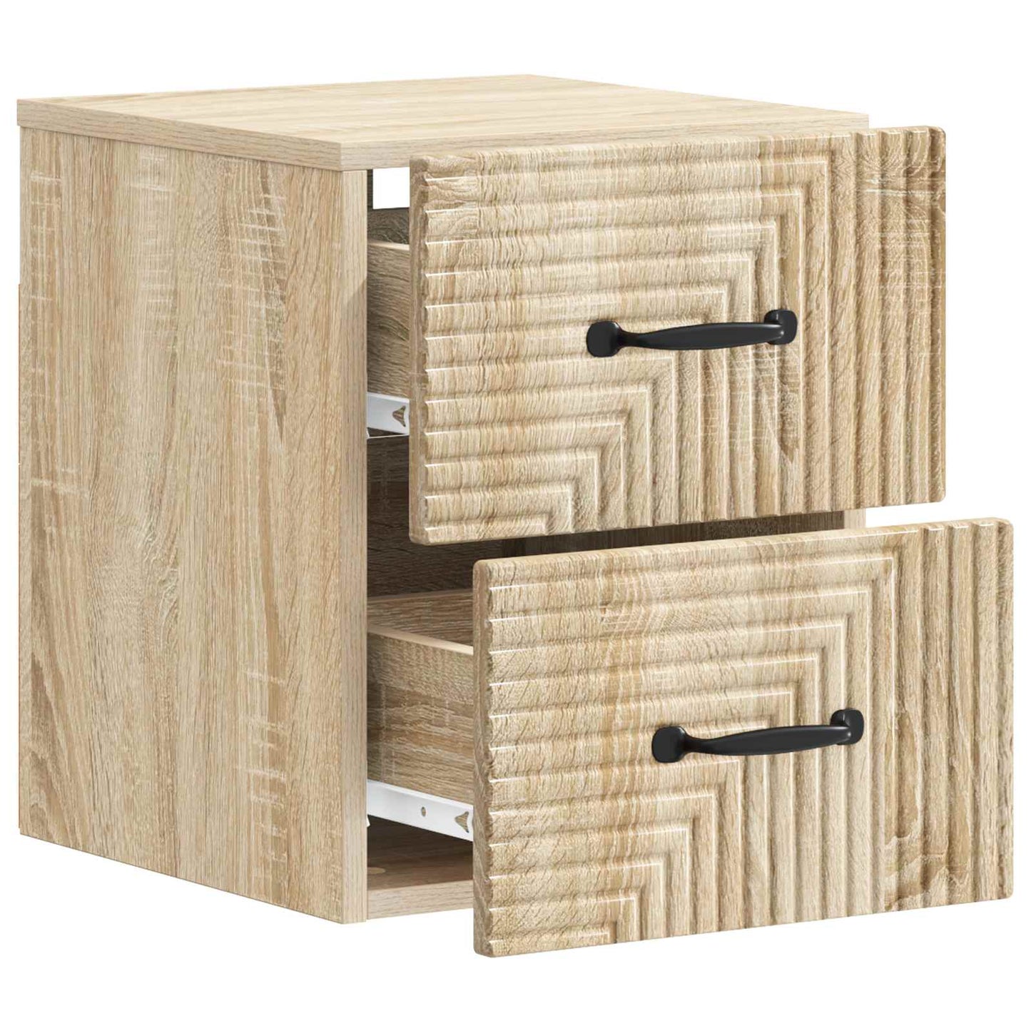 Vegghengt Nattbord med skuff 2 pcs Sonoma eik 34,5 x 33 x 40 cm