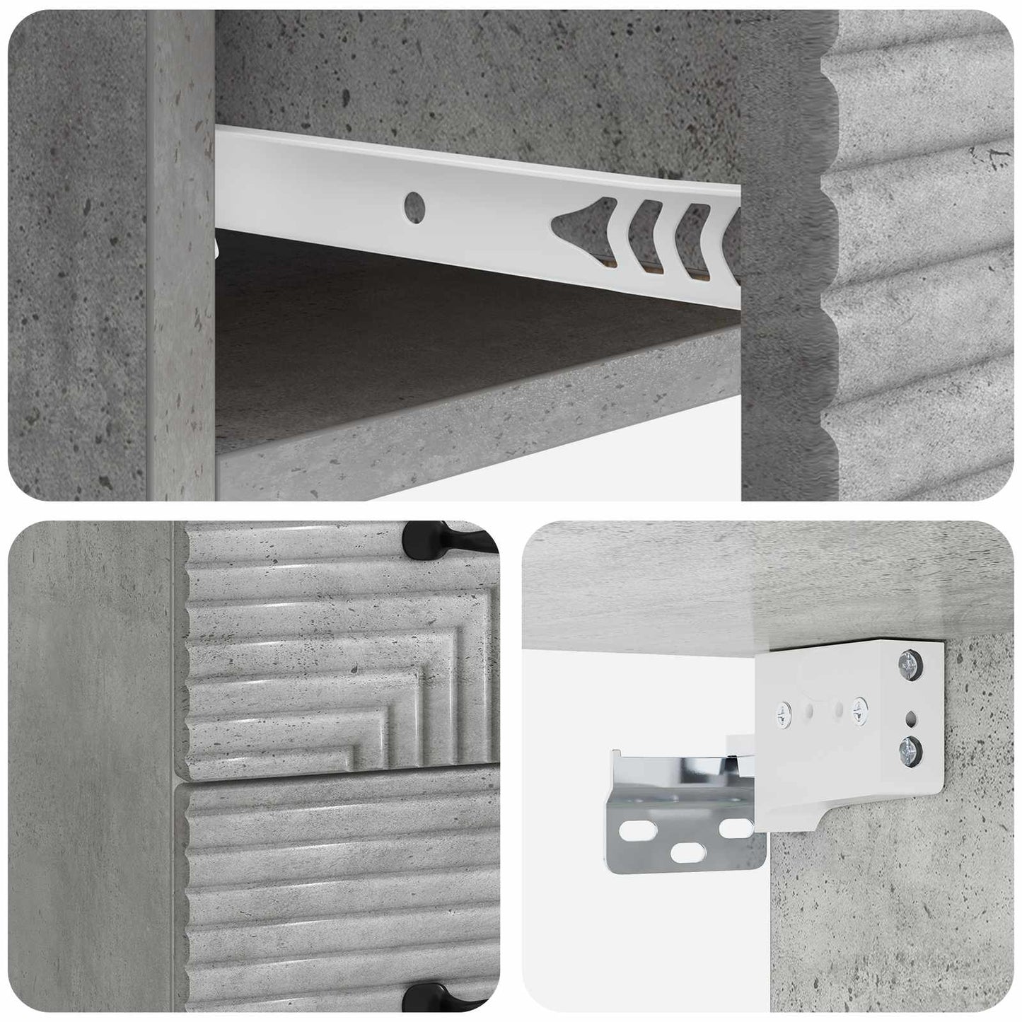 Vegghengt Nattbord med skuff 2 pcs Betonggrå 34,5 x 33 x 40 cm