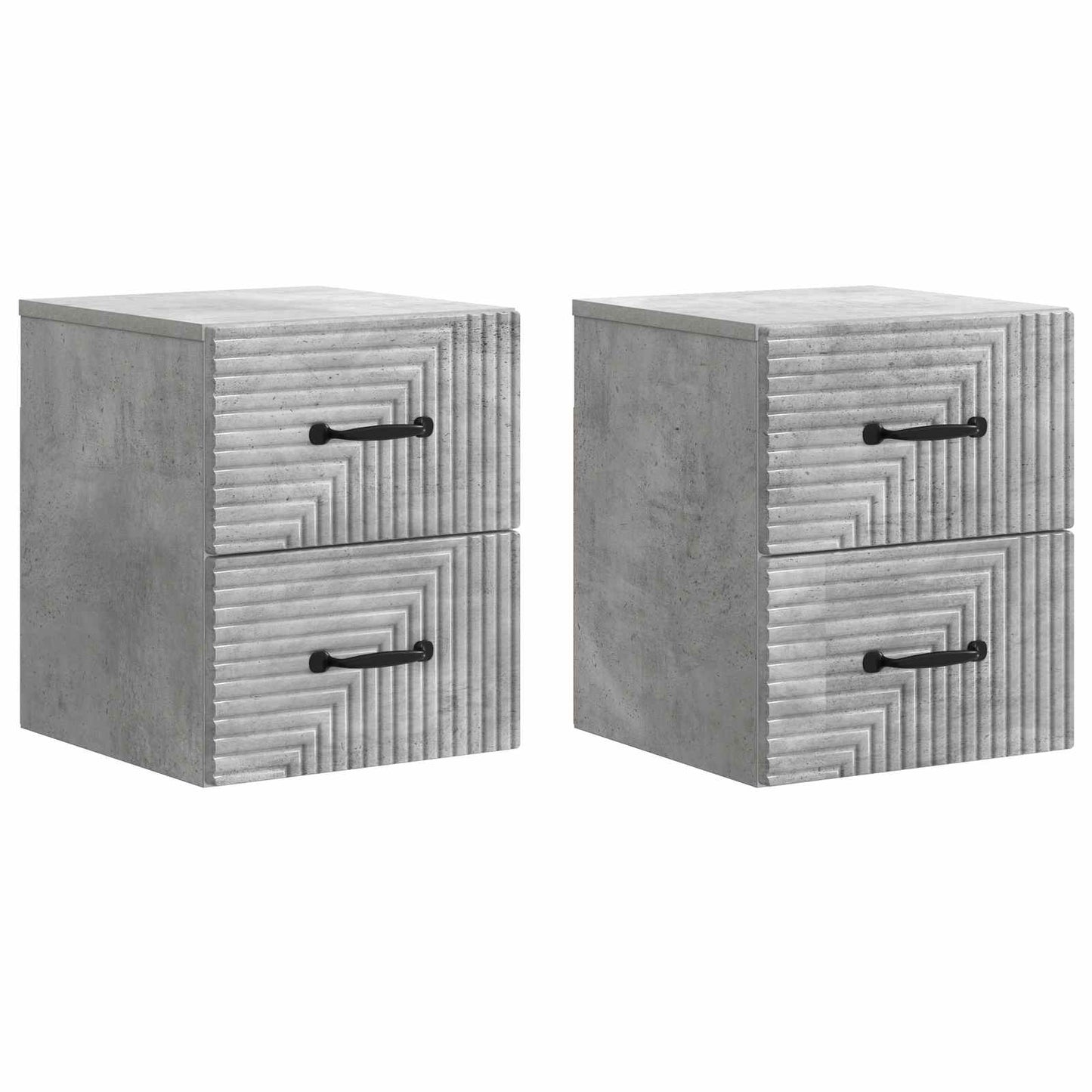 Vegghengt Nattbord med skuff 2 pcs Betonggrå 34,5 x 33 x 40 cm