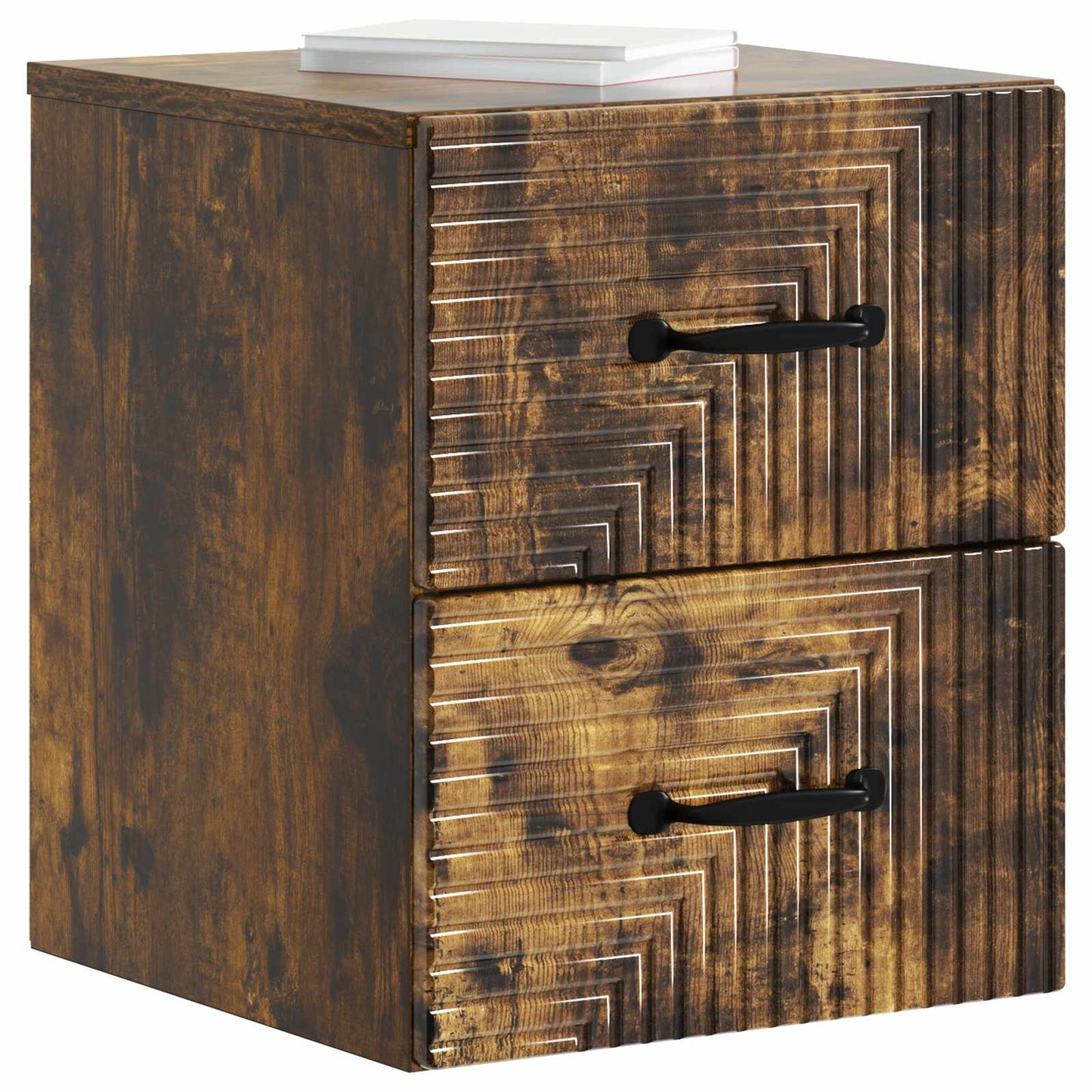 Vegghengt Nattbord med skuff 2 pcs Røkt Eik 34,5 x 33 x 40 cm