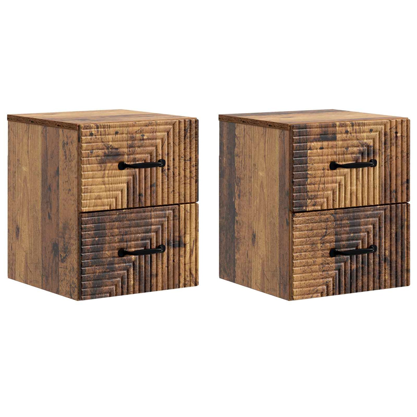 Vegghengt Nattbord 2 pcs Gammelt tre 34,5 x 33 x 40 cm