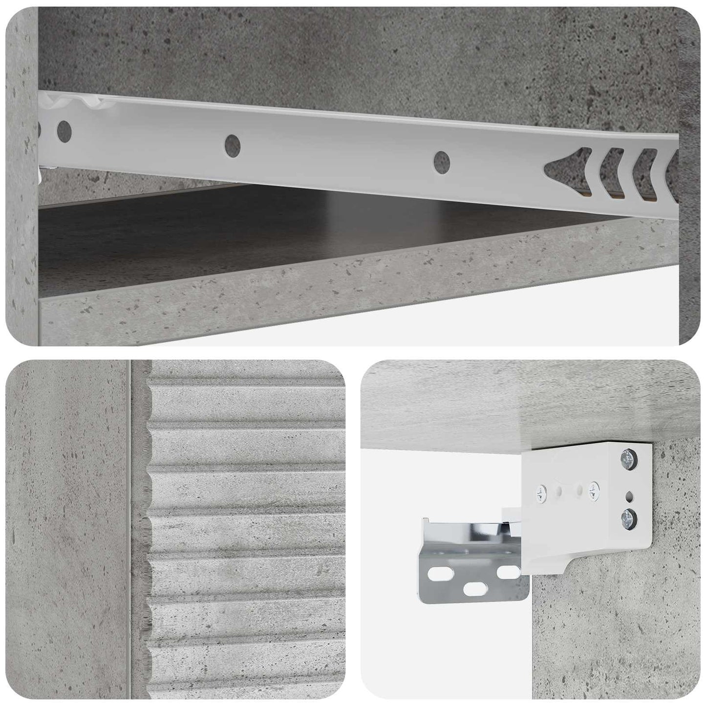 Vegghengt Sidebord Betonggrå 59 x 34,5 x 17 cm Konstruert tre