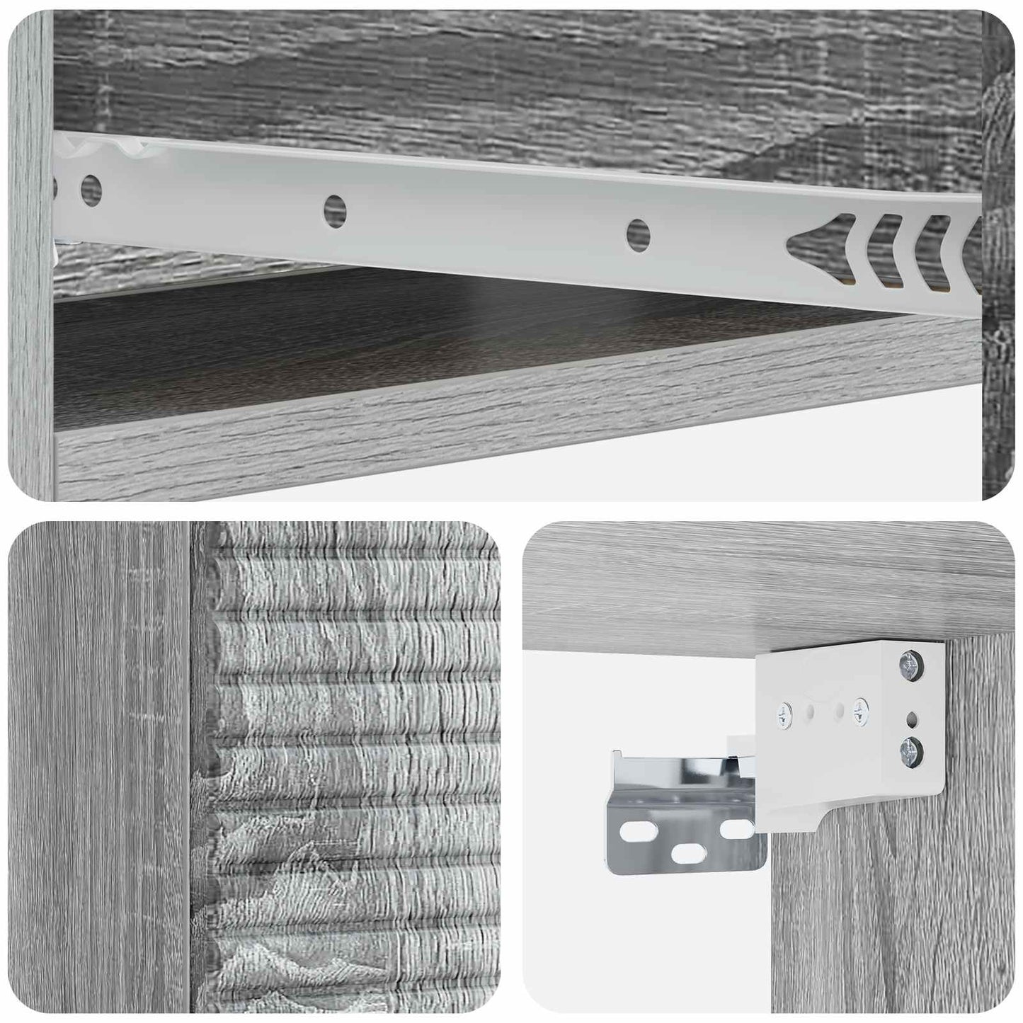 Vegghengt Sidebord Grå sonoma 59 x 34,5 x 17 cm Konstruert tre