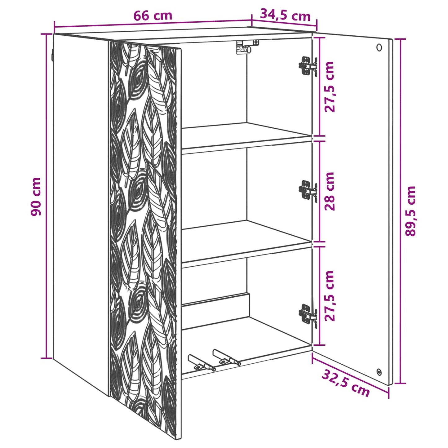 Vegghengt skap Artisan eik 66 x 34,5 x 90 cm Konstruert tre