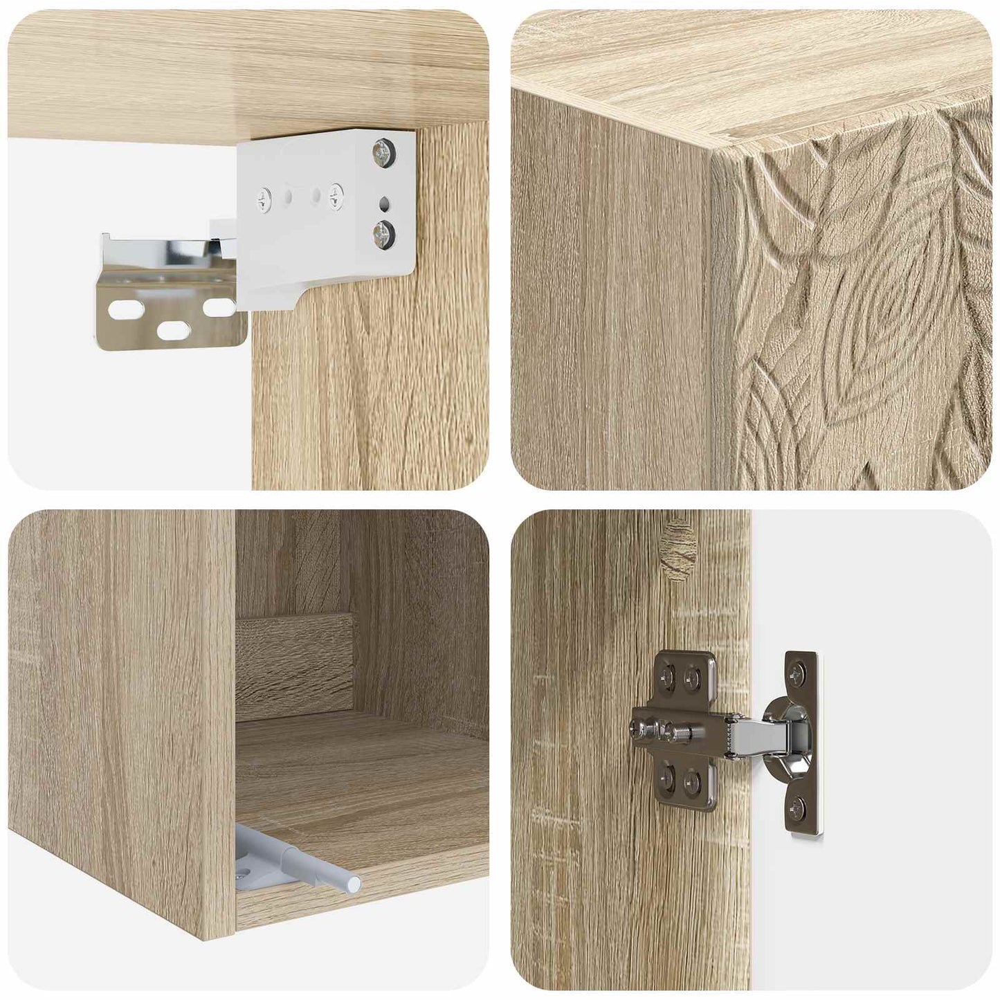 Vegghengt skap Sonoma eik 33 x 34,5 x 90 cm Konstruert tre