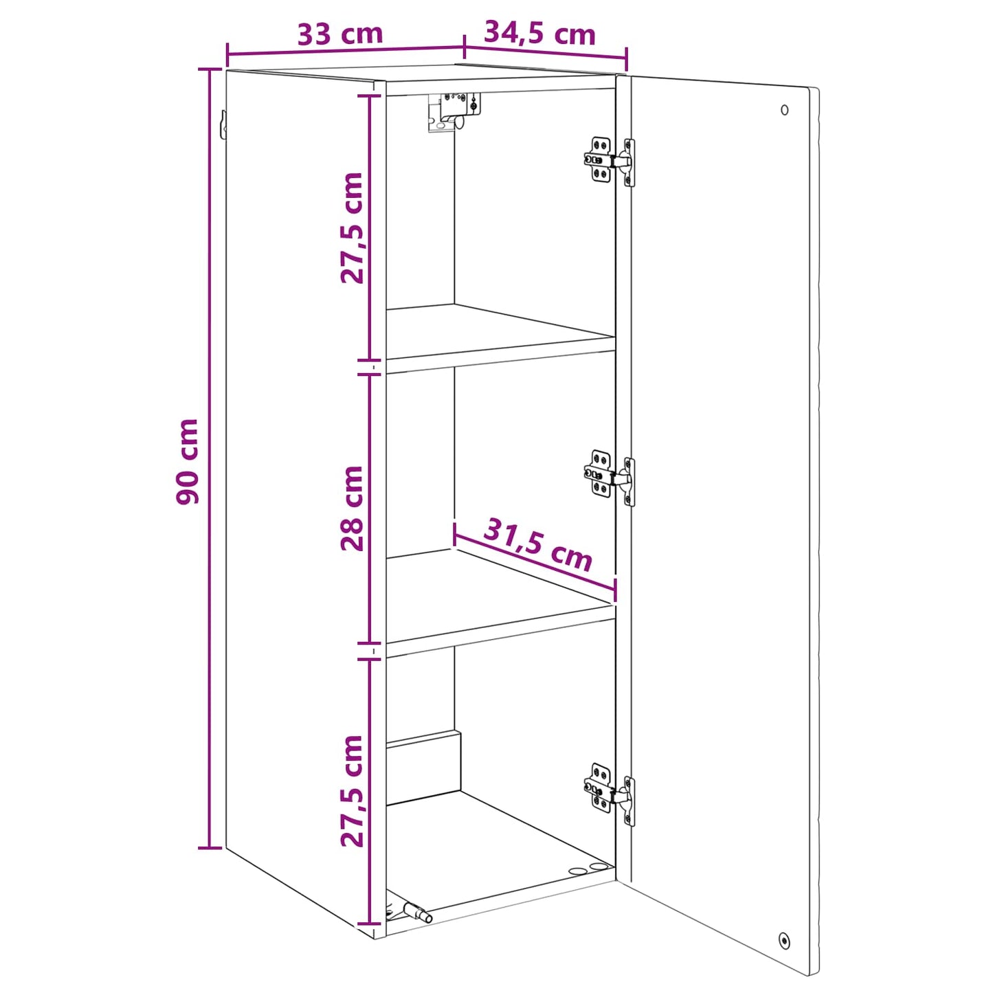 Vegghengt skap Artisan eik 33 x 34,5 x 90 cm Konstruert tre