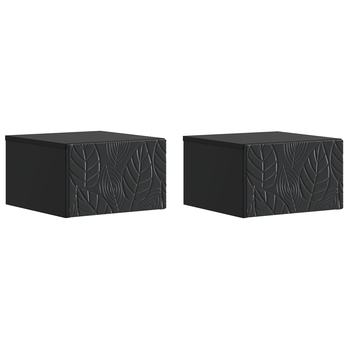Vegghengt Nattbord 2 pcs Svart 49 x 34,5 x 20 cm Konstruert tre