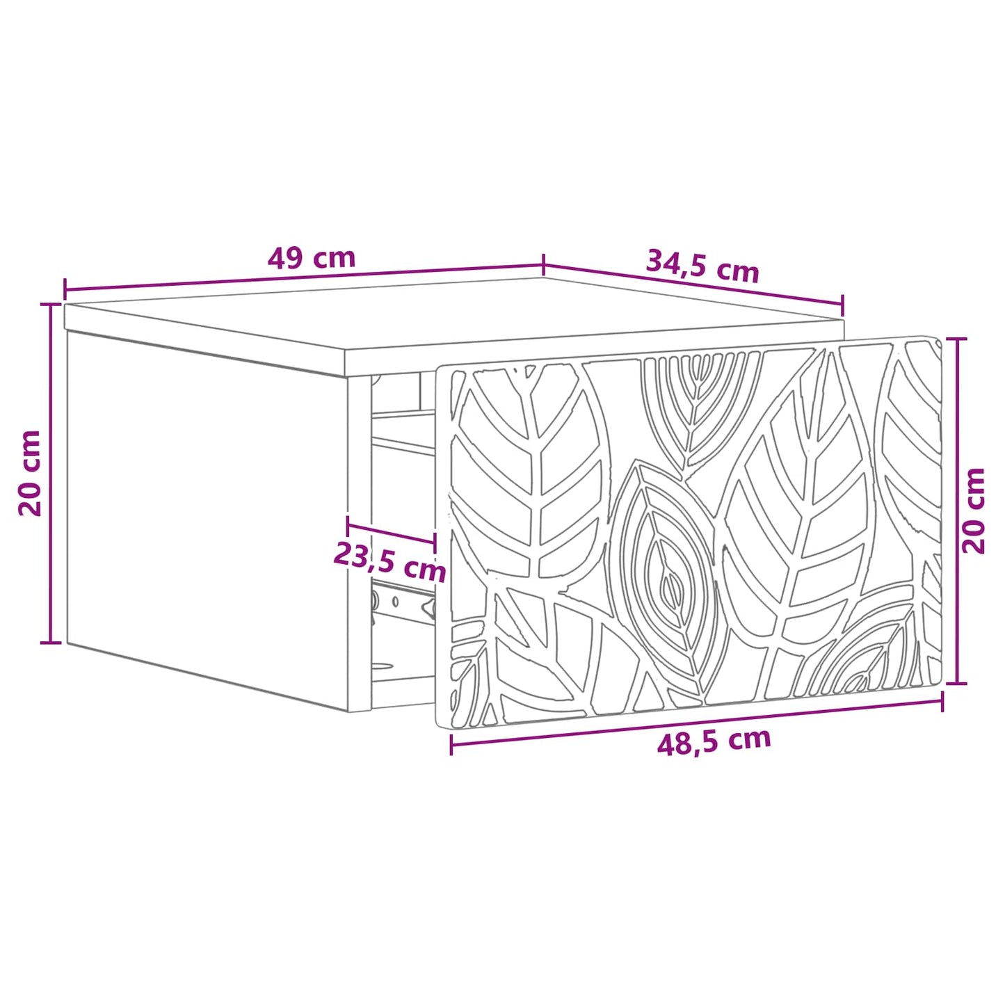 Vegghengt Nattbord 2 pcs Grå Sonoma 49 x 34,5 x 20 cm
