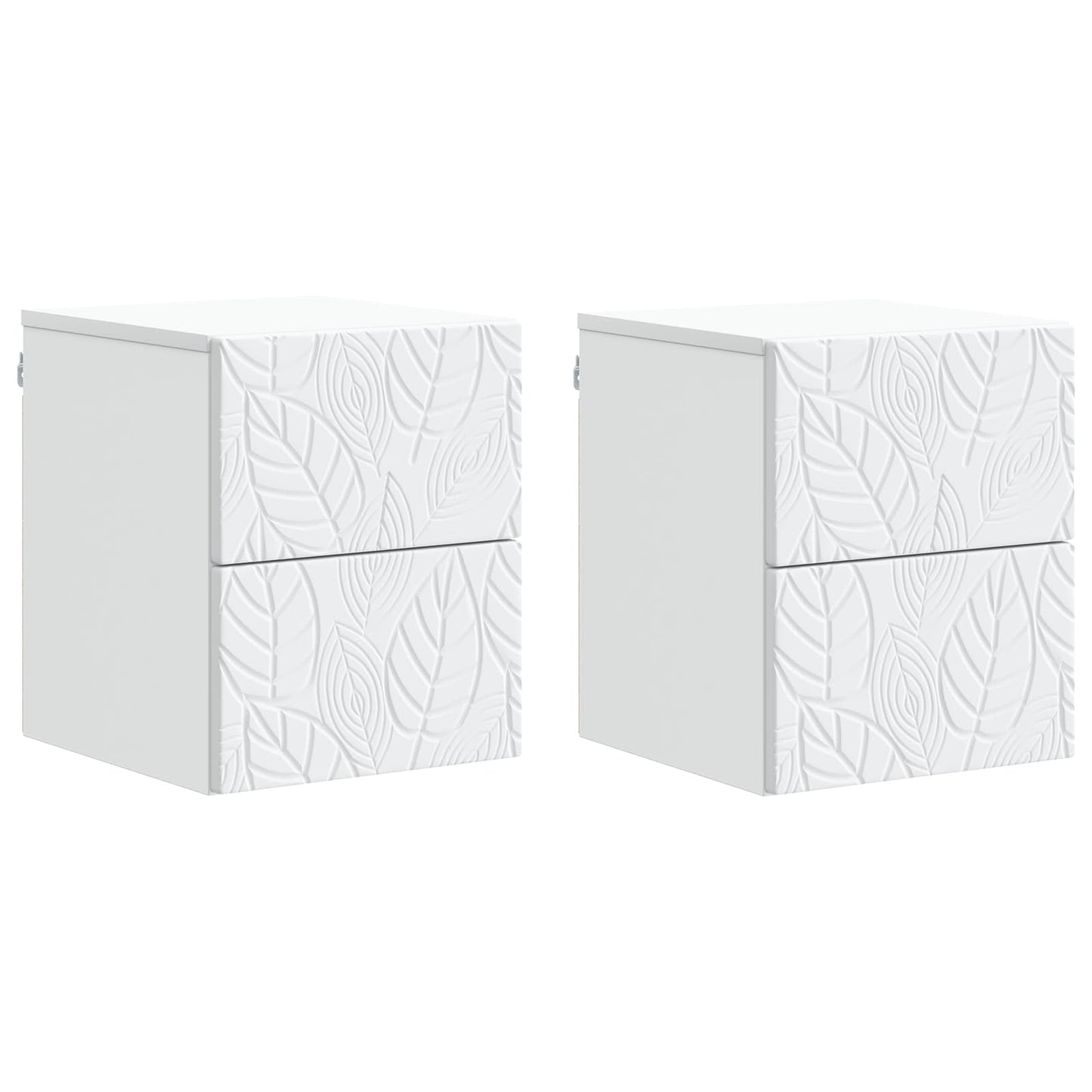 Vegghengt Nattbord 2 pcs Hvit 34,5 x 33 x 40 cm Konstruert tre
