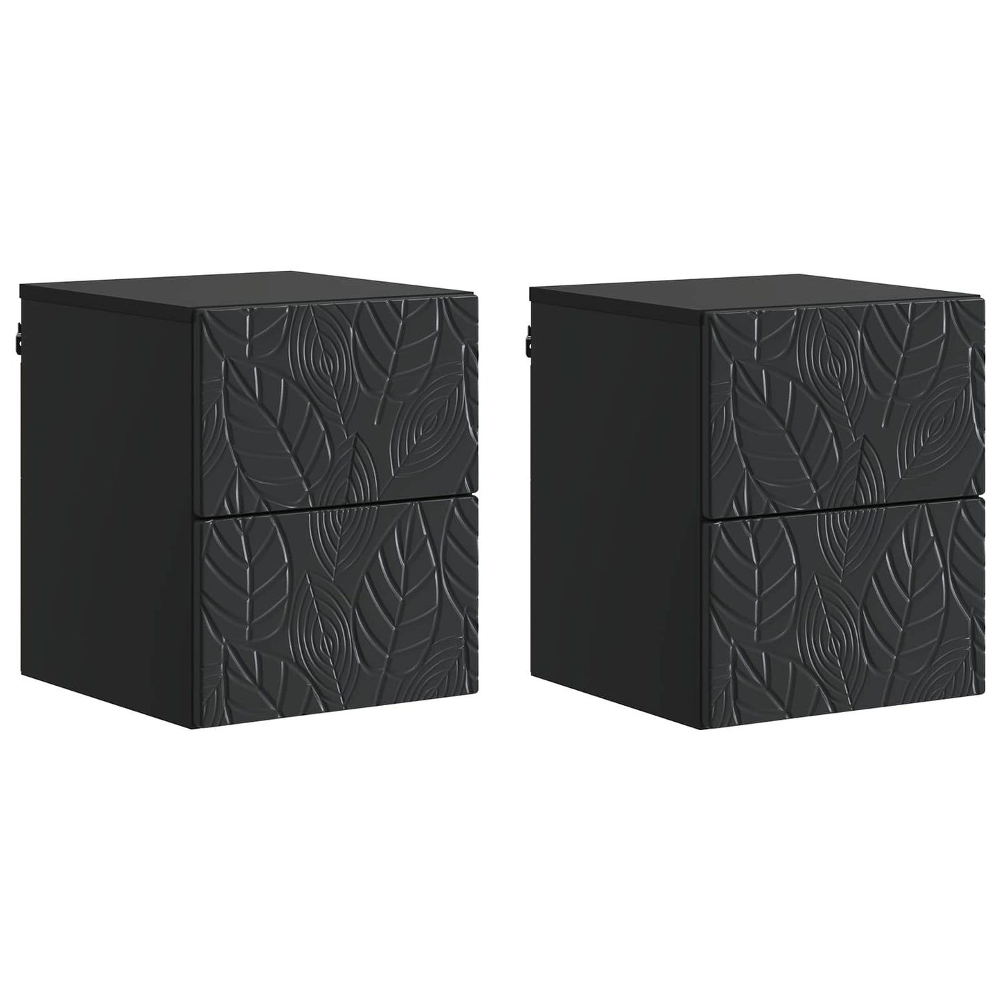 Vegghengt Nattbord 2 pcs Svart 34,5 x 33 x 40 cm Konstruert tre