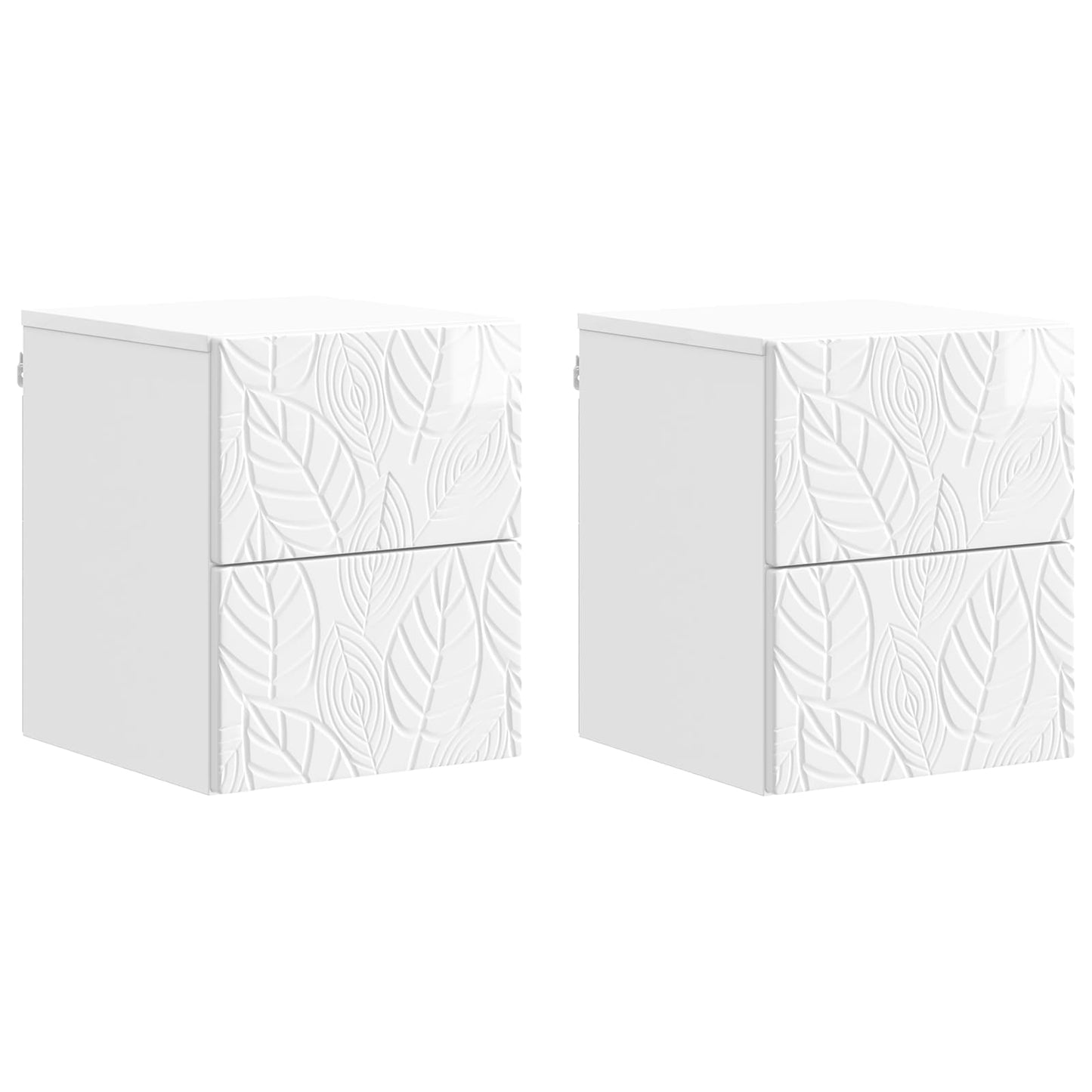 Vegghengt Nattbord 2 pcs Høgglans hvit 34,5 x 33 x 40 cm