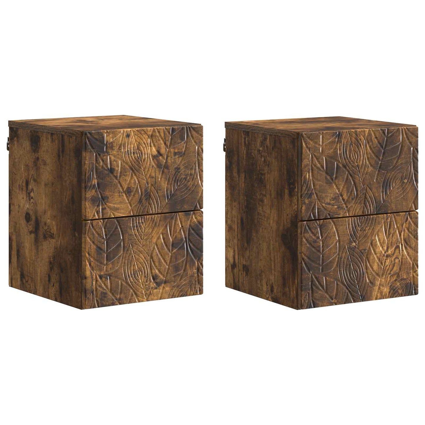 Vegghengt Nattbord 2 pcs Røkt Eik 34,5 x 33 x 40 cm
