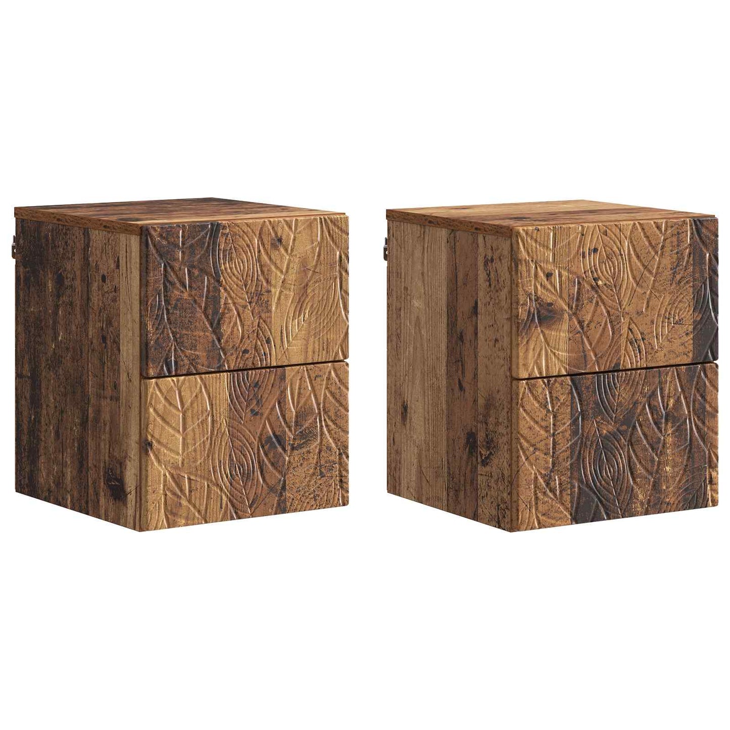 Vegghengt Nattbord 2 pcs Gammelt tre 34,5 x 33 x 40 cm