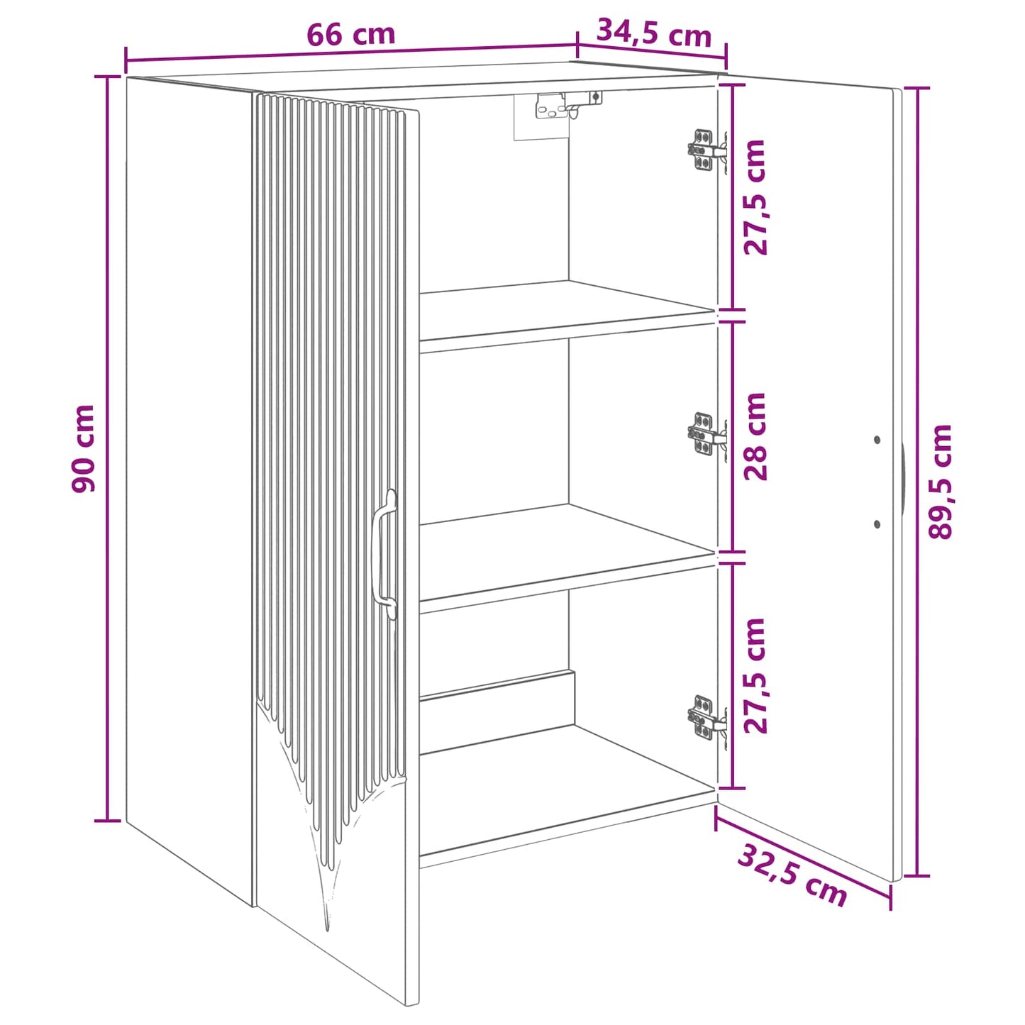 Vegghengt skap Røkt Eik 66 x 34,5 x 90 cm Konstruert tre