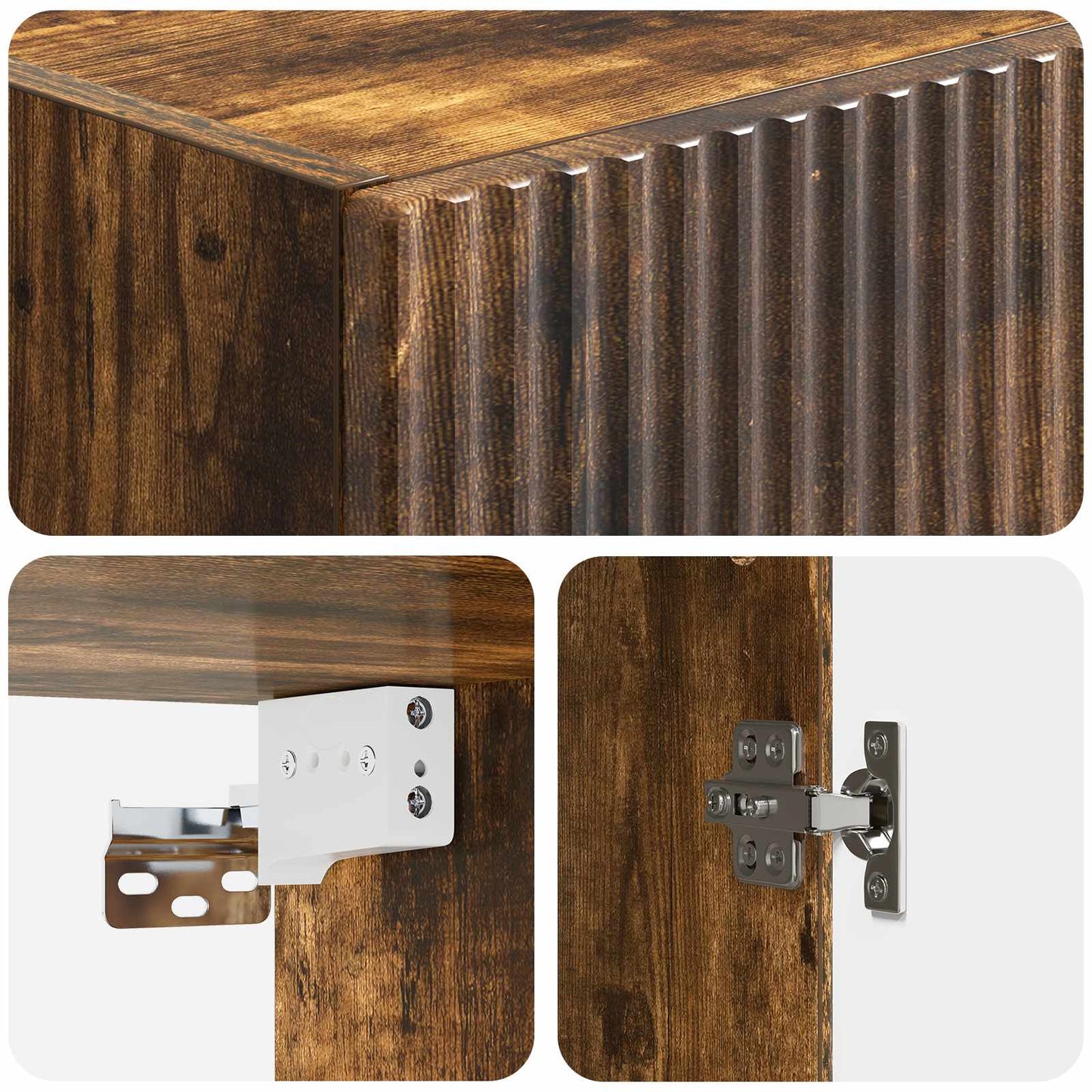 Vegghengt skap Røkt Eik 33 x 34,5 x 90 cm Konstruert tre