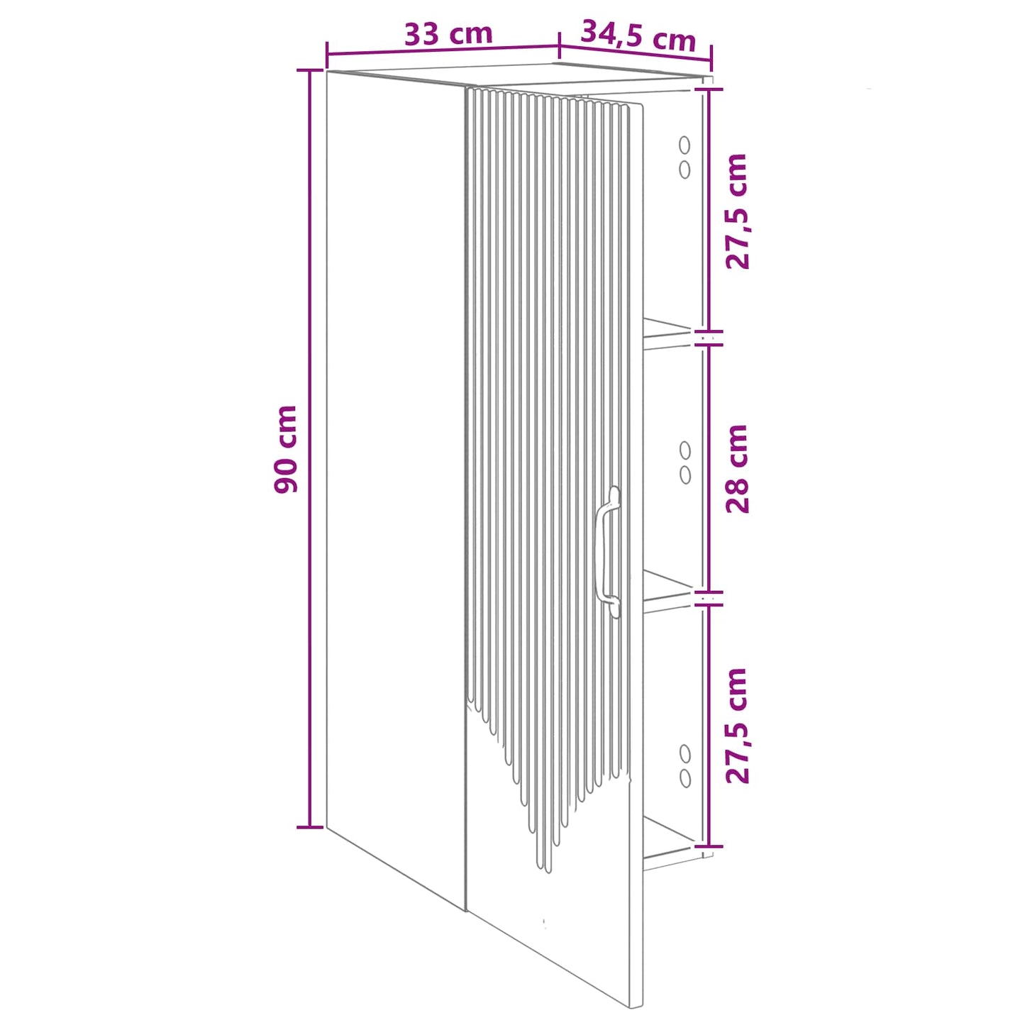 Vegghengt skap Røkt Eik 33 x 34,5 x 90 cm Konstruert tre