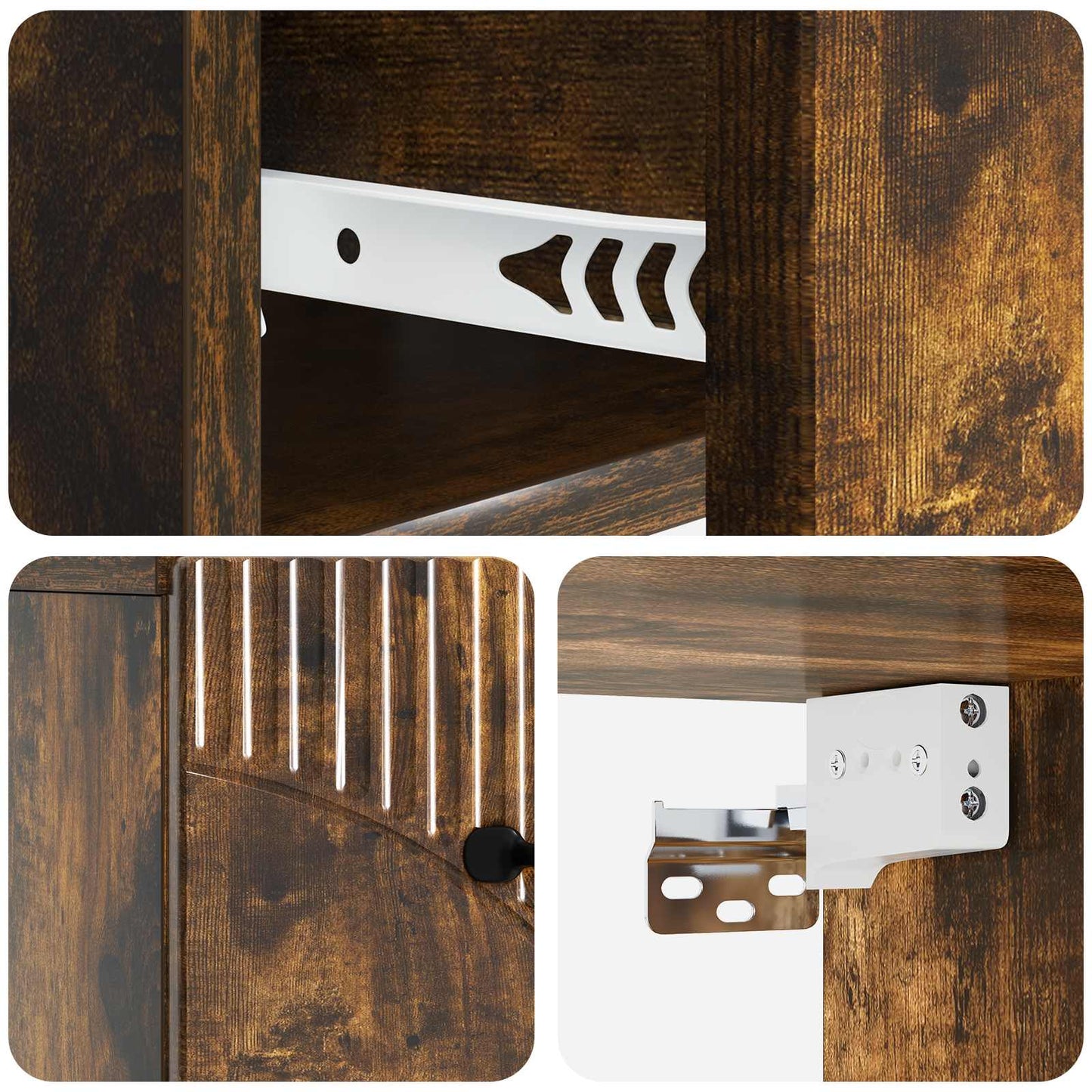 Vegghengt Nattbord Røkt Eik 34,5 x 33 x 20 cm Konstruert tre