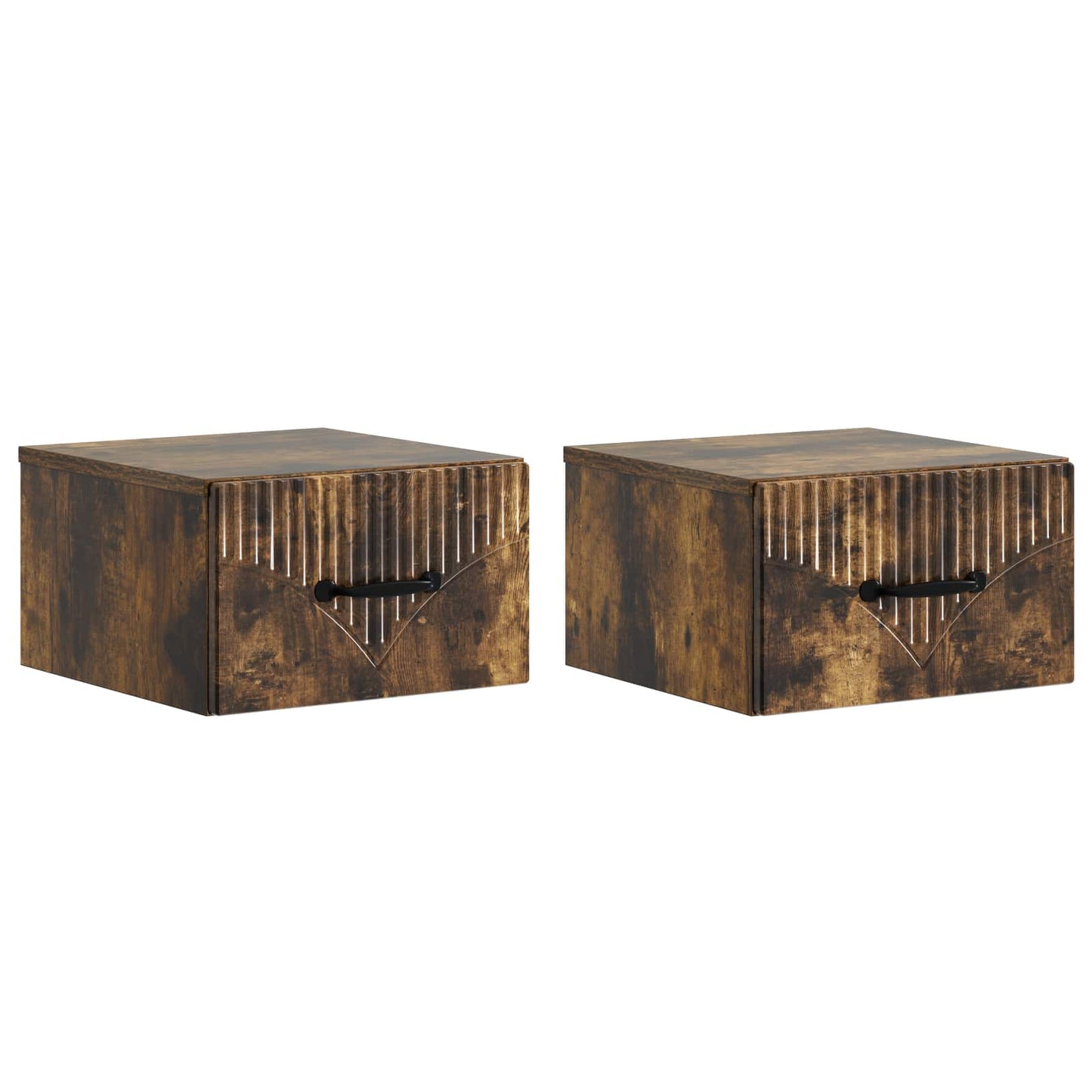 Vegghengt Nattbord med skuff 2 pcs Røkt Eik 34,5 x 33 x 20 cm