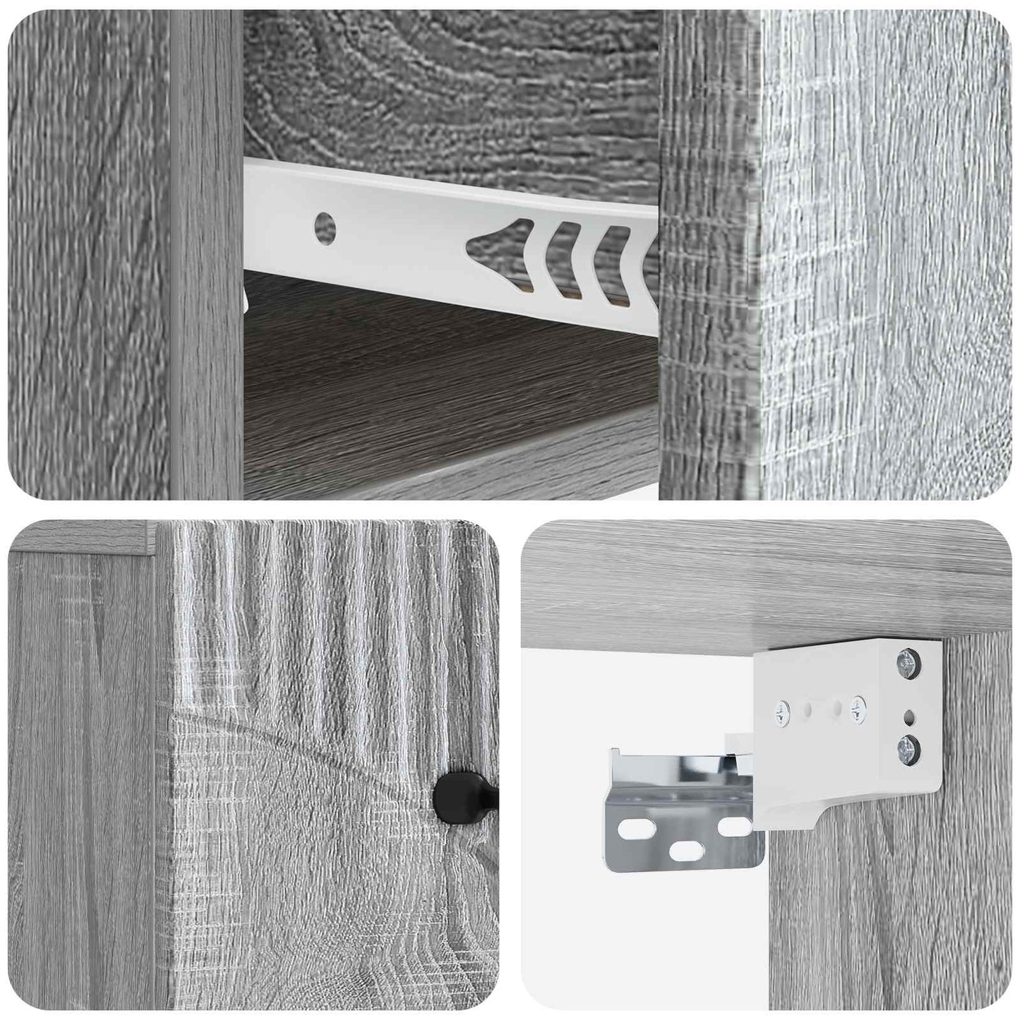 Vegghengt Nattbord med skuff 2 pcs Grå sonoma 34,5 x 33 x 20 cm