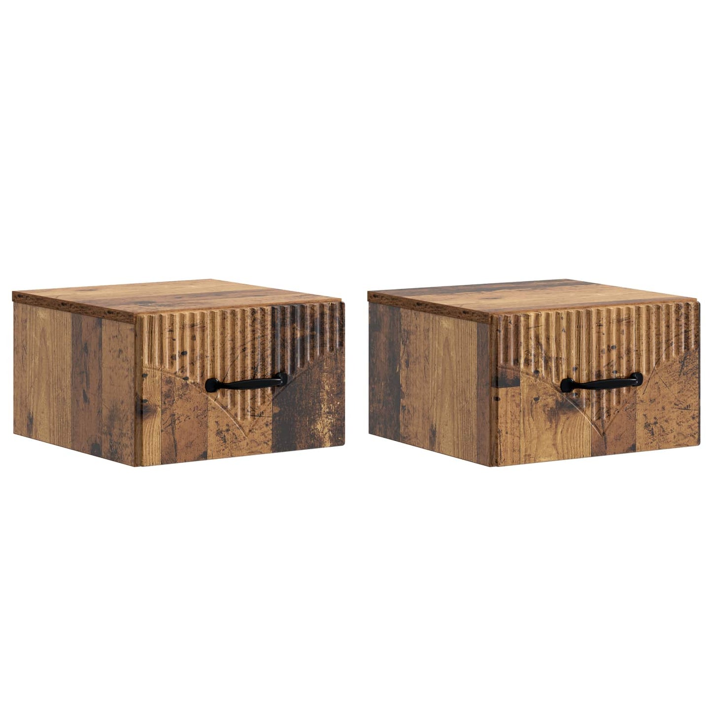 Vegghengt Nattbord 2 pcs Gammelt tre 34,5 x 33 x 20 cm