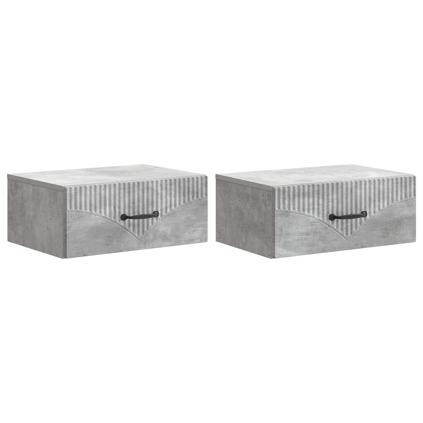 Vegghengt Nattbord med skuff 2 pcs Betonggrå 49 x 34,5 x 20 cm