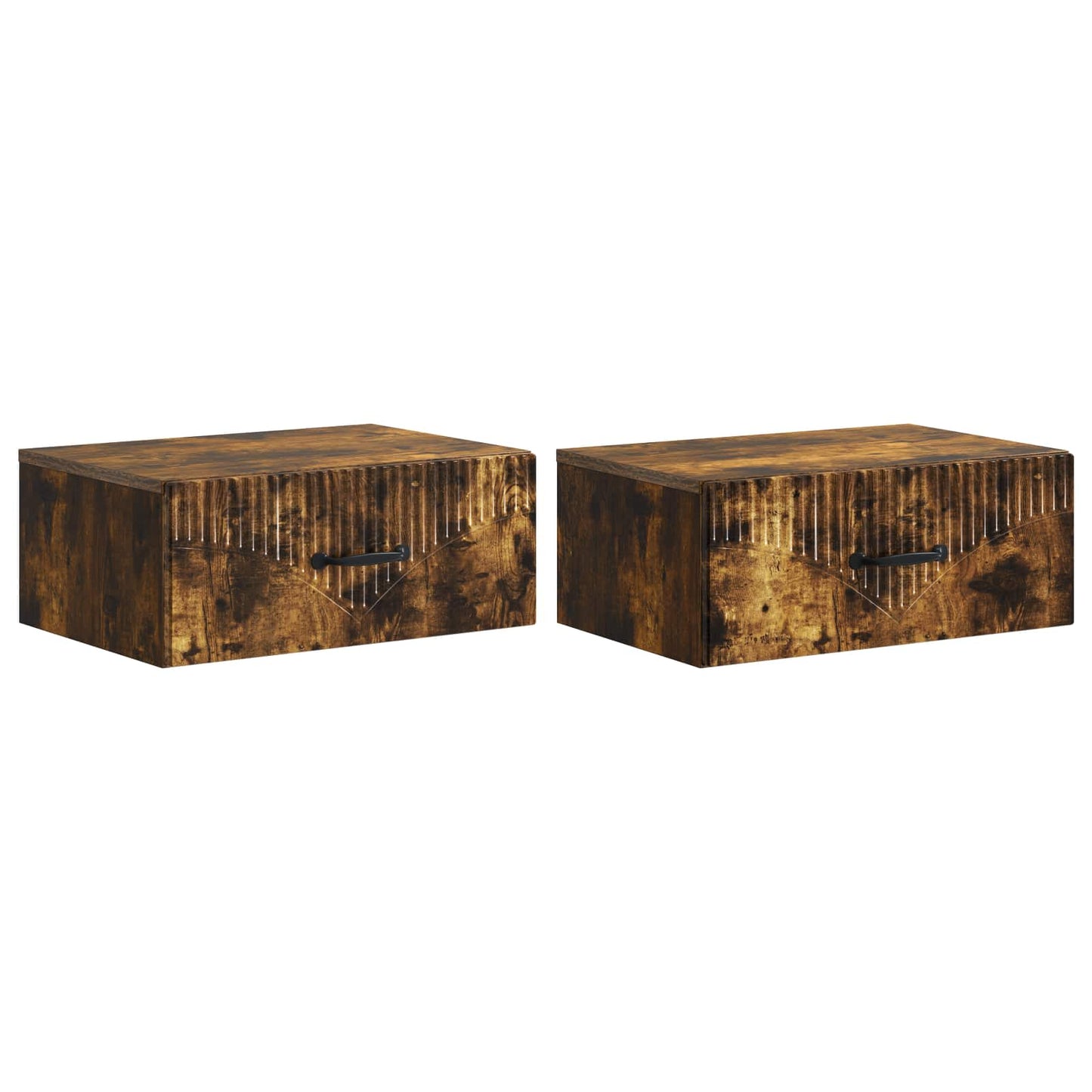 Vegghengt Nattbord med skuff 2 pcs Røkt Eik 49 x 34,5 x 20 cm