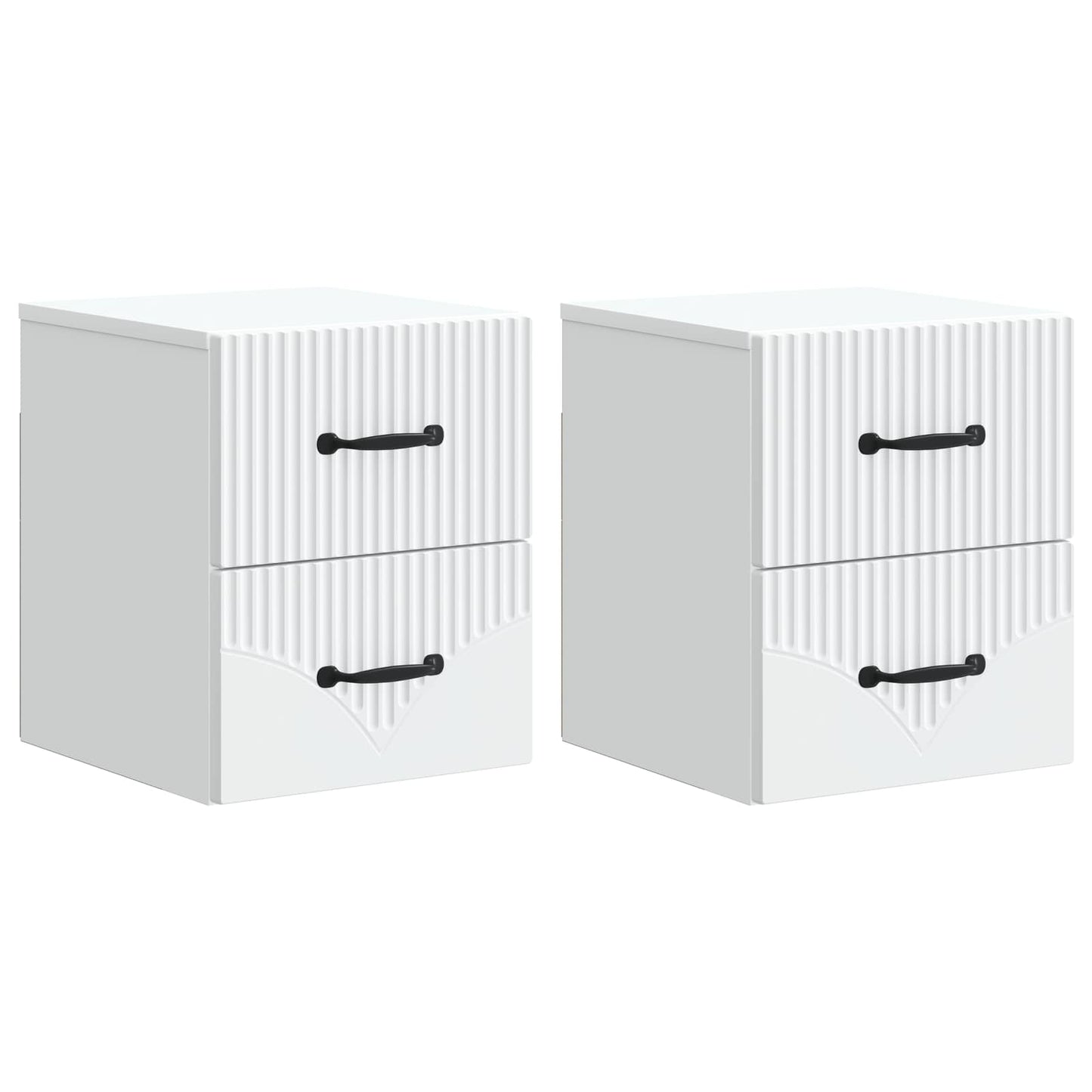 Vegghengt Nattbord 2 pcs Hvit 34,5 x 33 x 40 cm Konstruert tre