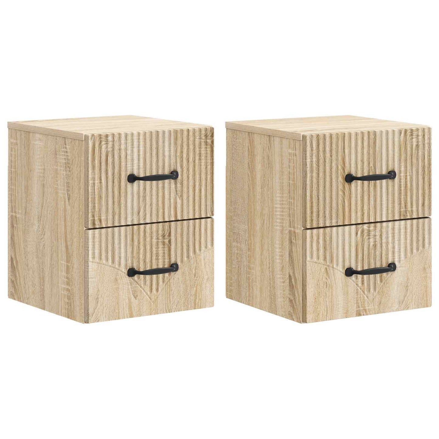 Vegghengt Nattbord med skuff 2 pcs Sonoma eik 34,5 x 33 x 40 cm