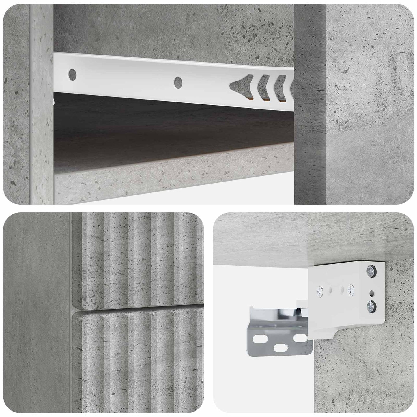 Vegghengt Nattbord med skuff 2 pcs Betonggrå 34,5 x 33 x 40 cm
