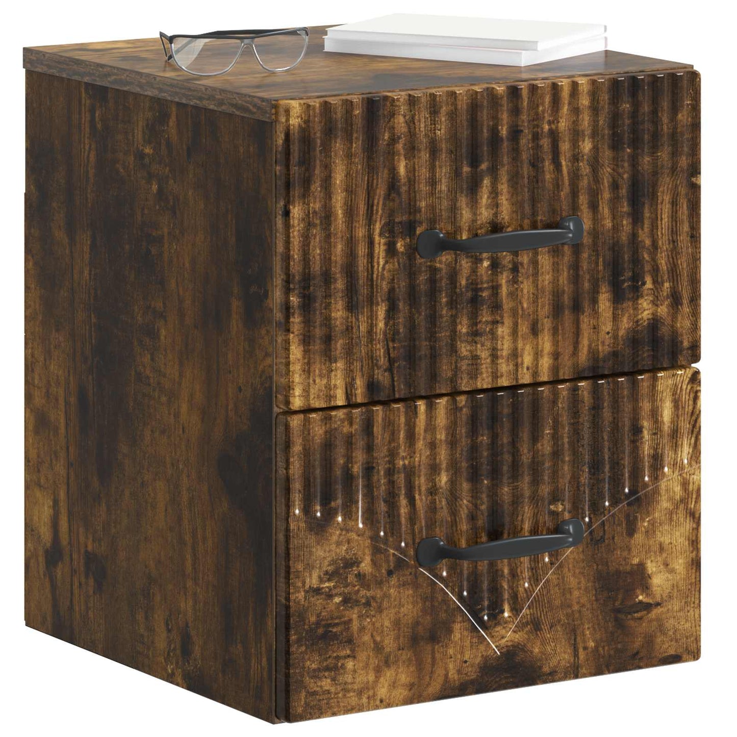 Vegghengt Nattbord Røkt Eik 34,5 x 33 x 40 cm Konstruert tre