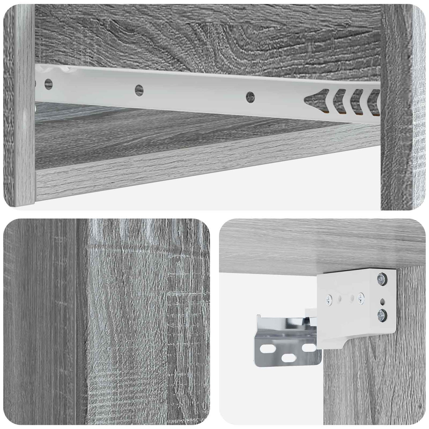 Vegghengt Sidebord Grå sonoma 59 x 34,5 x 17 cm Konstruert tre