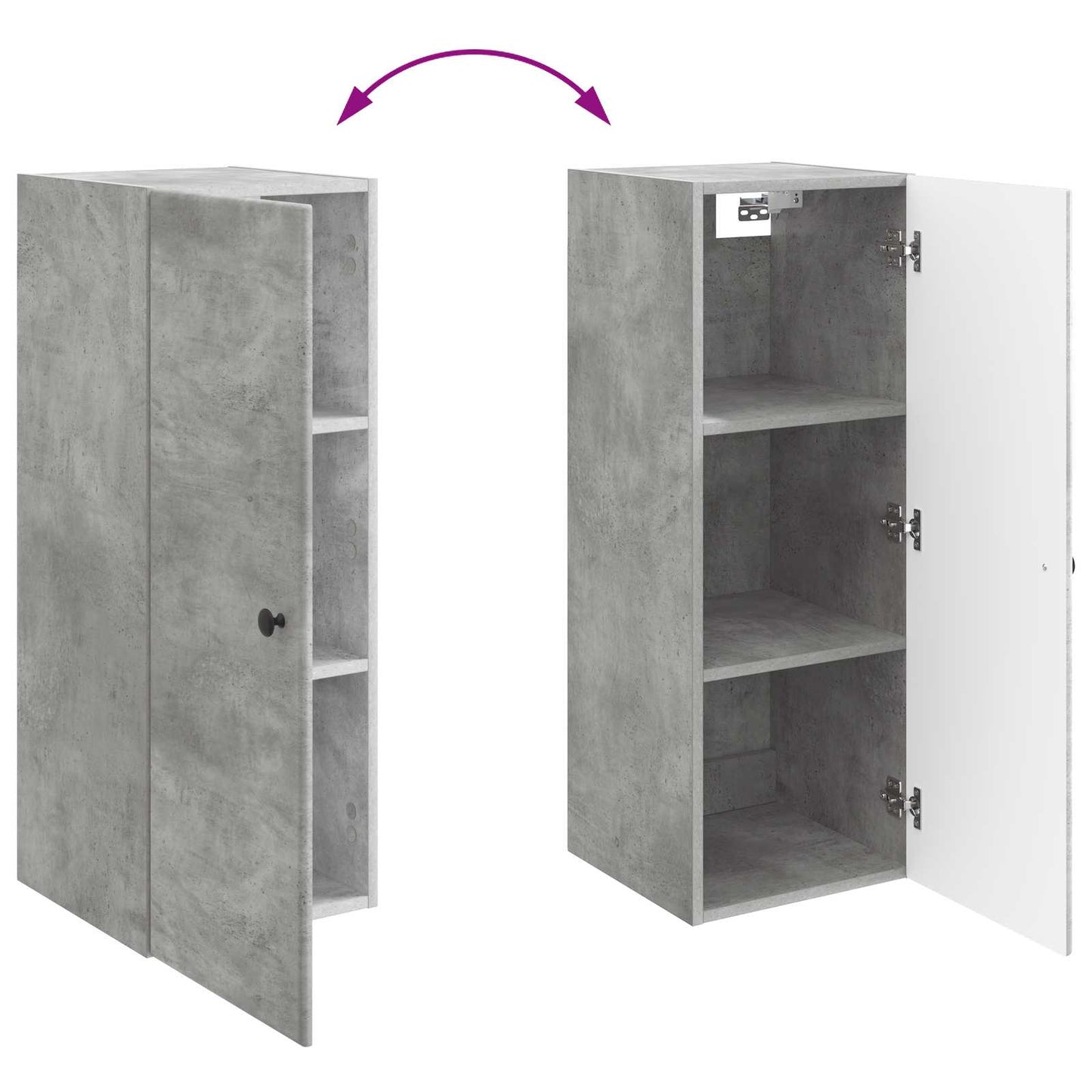 Vegghengt skap Betonggrå 33 x 34,5 x 90 cm Konstruert tre