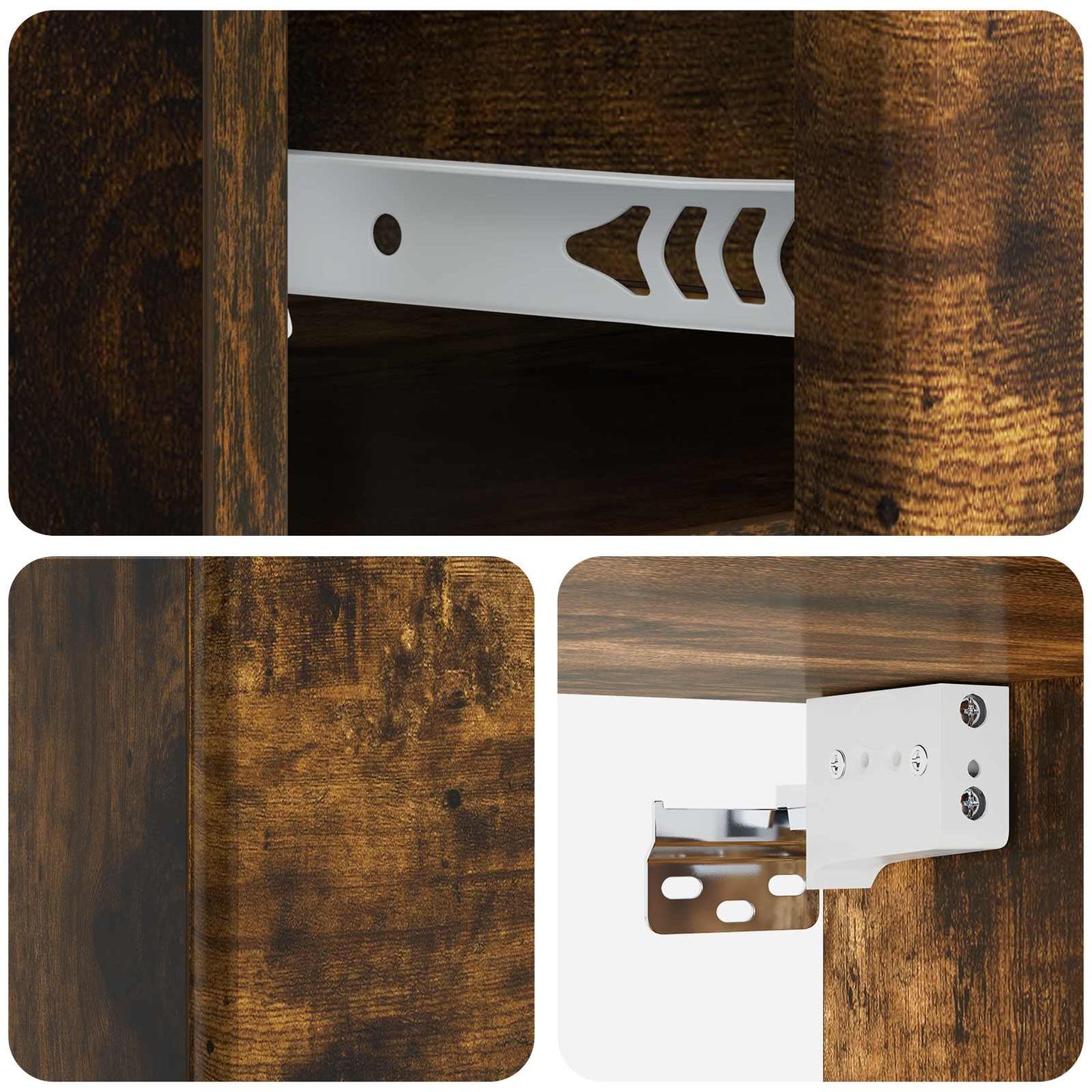 Vegghengt Nattbord Røkt Eik 34,5 x 33 x 20 cm Konstruert tre